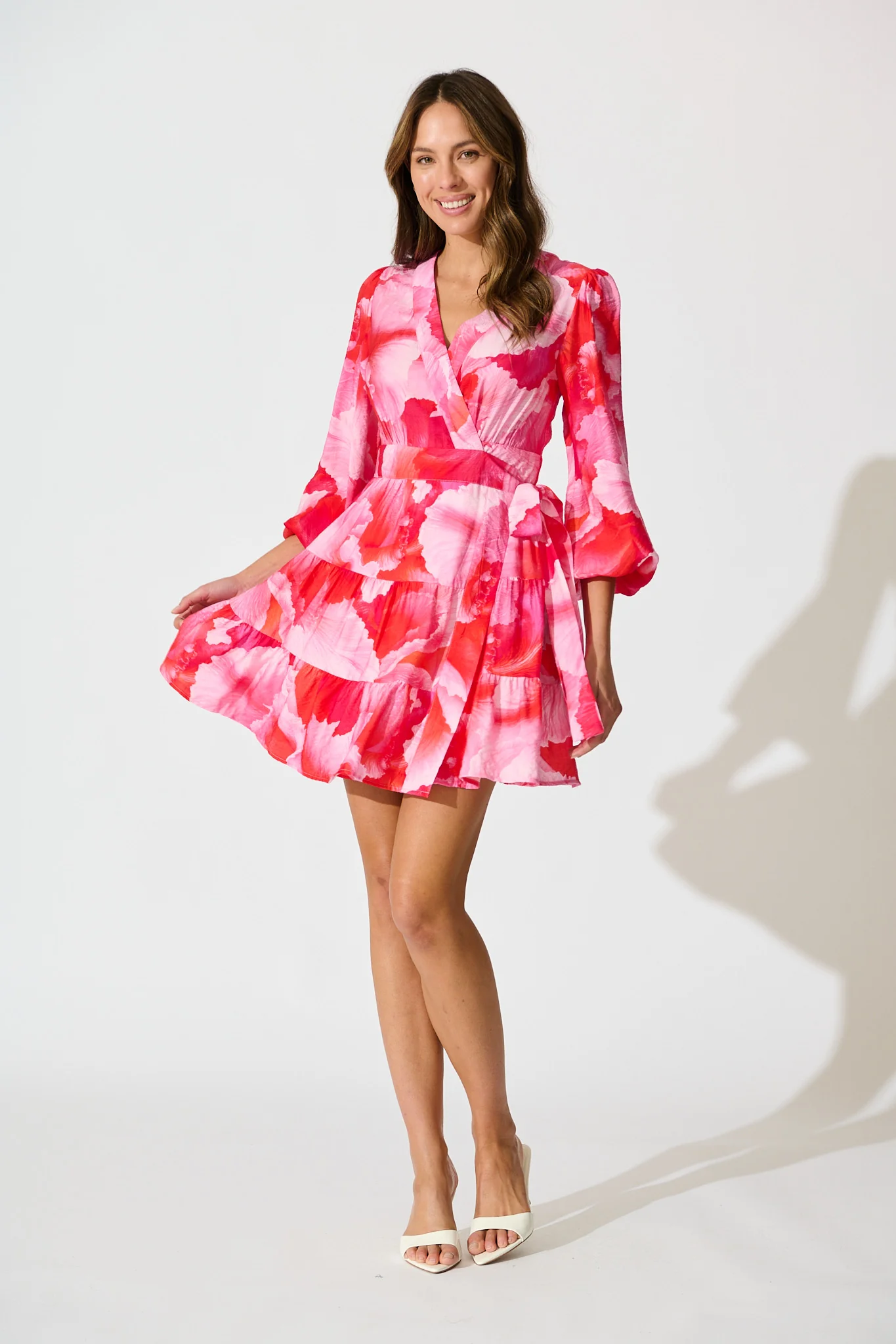 Thilda Wrap Dress in Pink Watercolour Floral