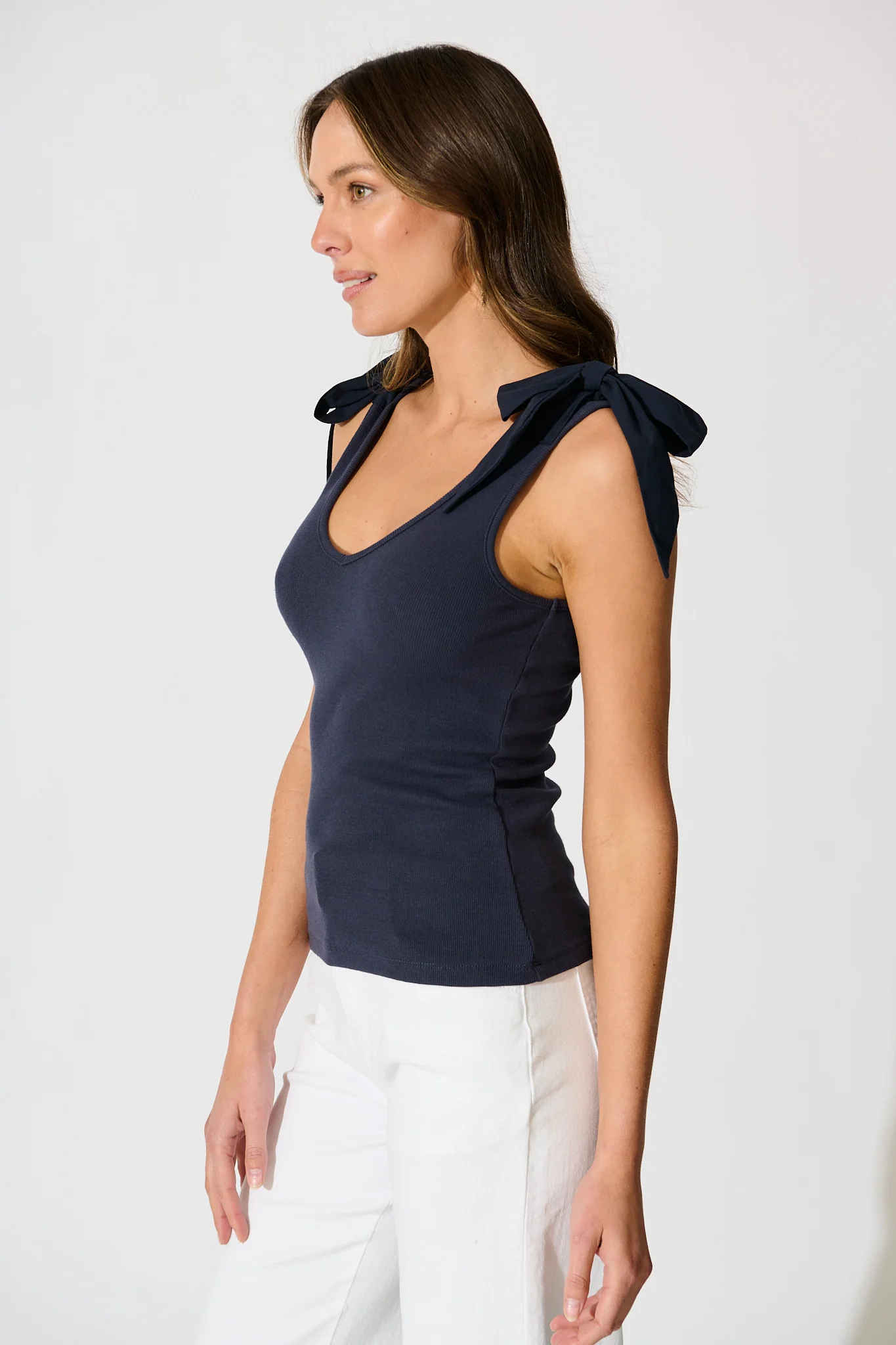 Tied With Love Knit Top with Bow in Navy - Image 2