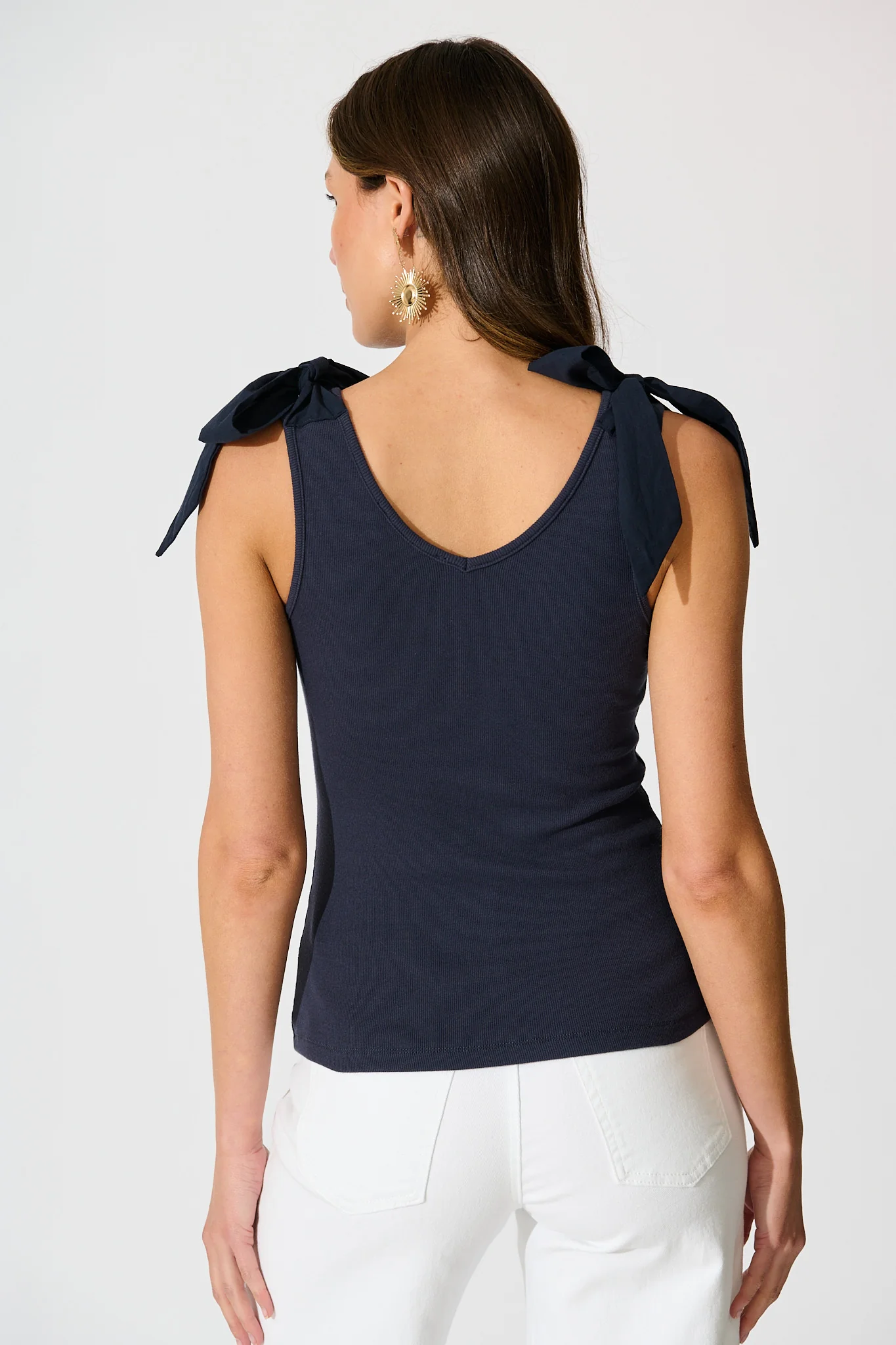 Tied With Love Knit Top with Bow in Navy - Image 3