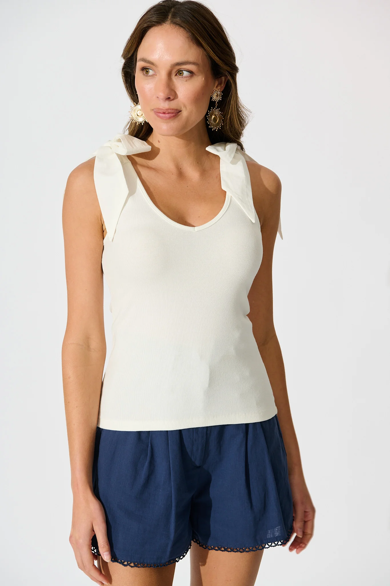 Tied With Love Knit Top with Bow in White - Image 3