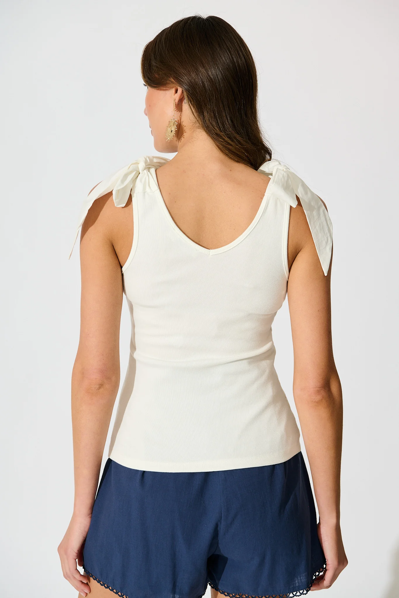 Tied With Love Knit Top with Bow in White - Image 5
