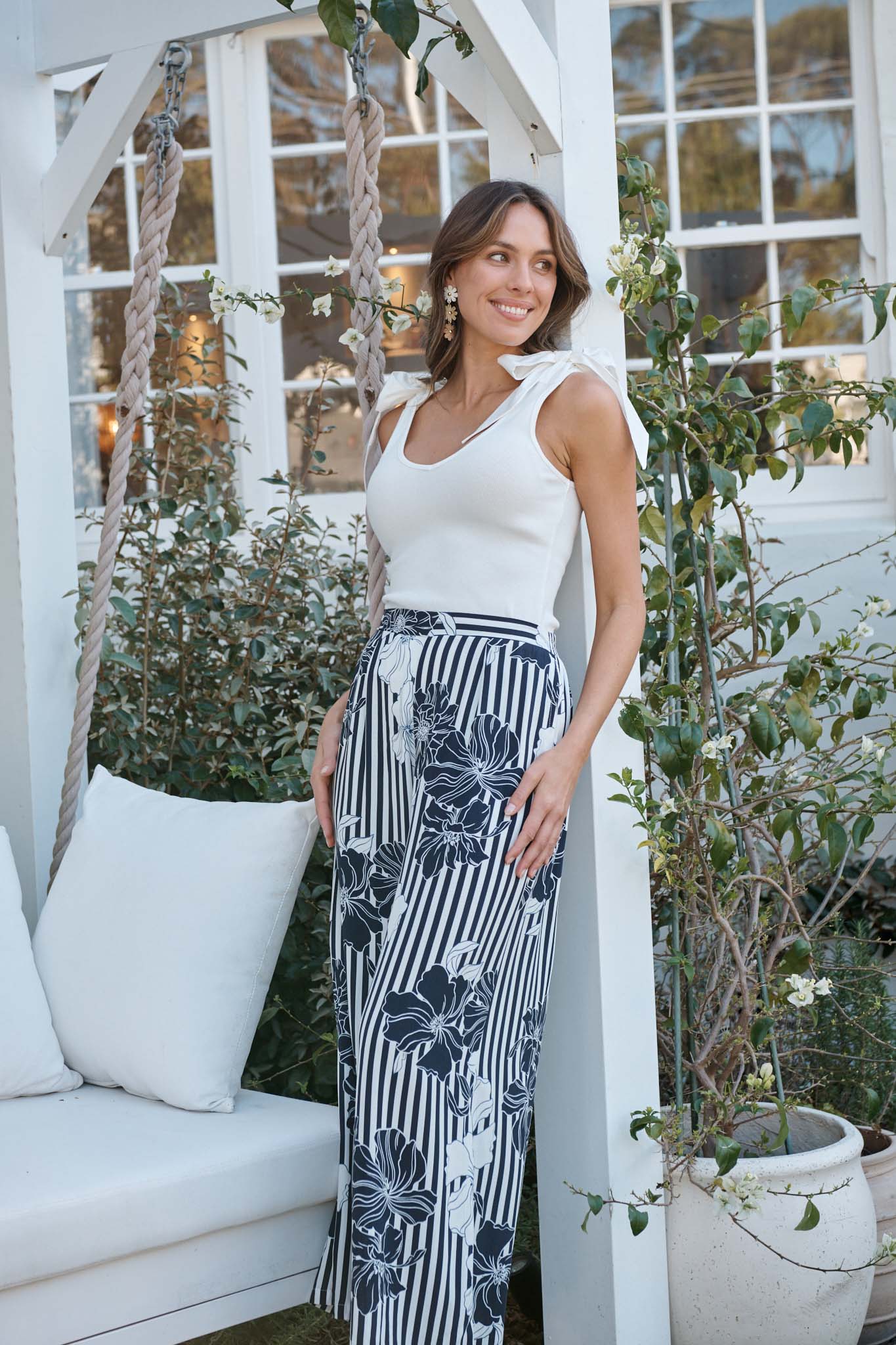 Tied With Love Knit Top with Bow in White - Image 7