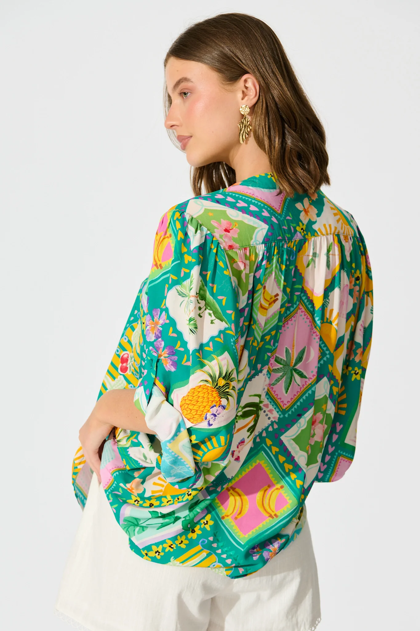 Tile Tropicana Top in Green with Multi Tile Print - Image 6