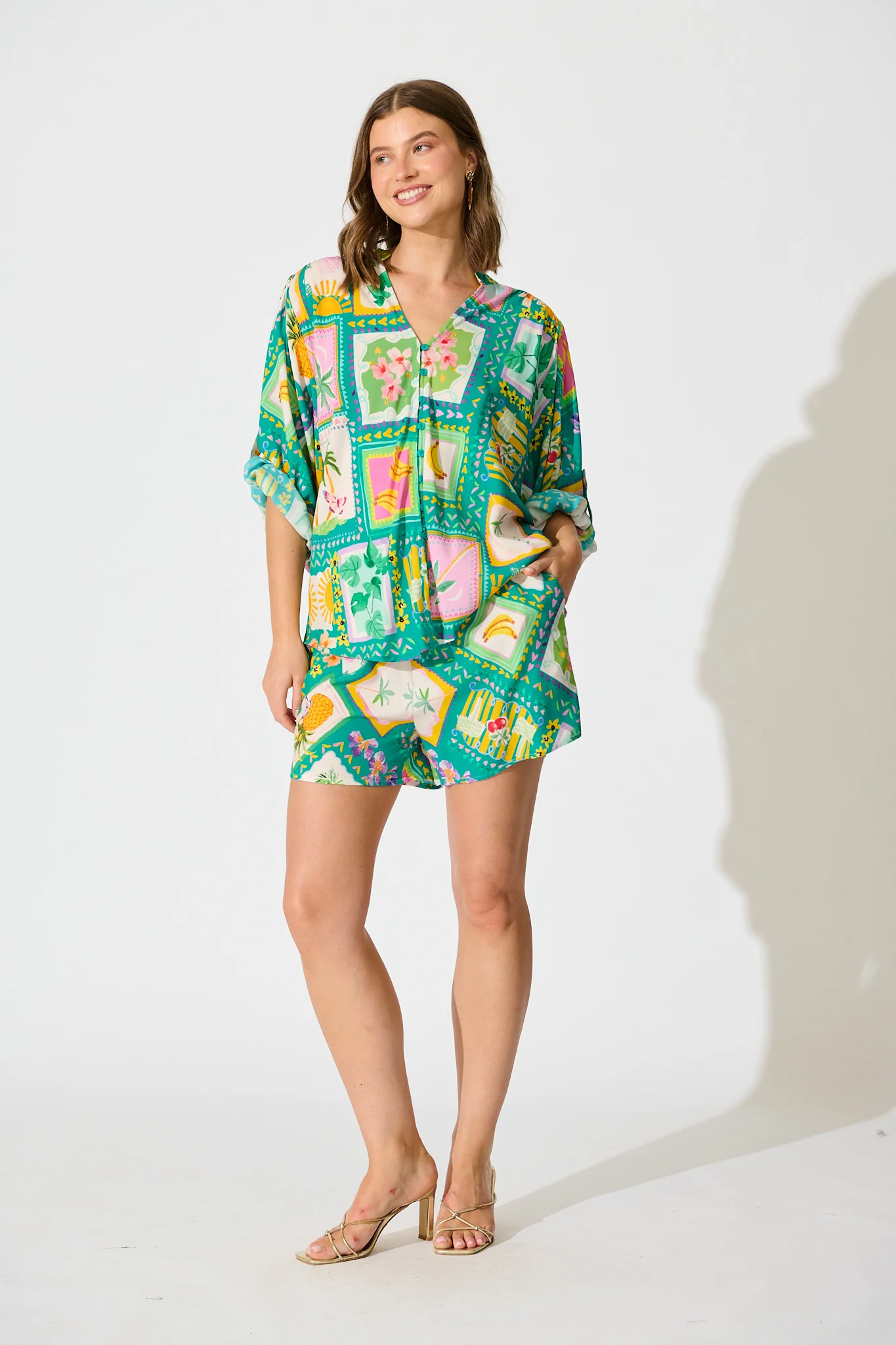 Tile Tropicana Top in Green with Multi Tile Print - Image 7
