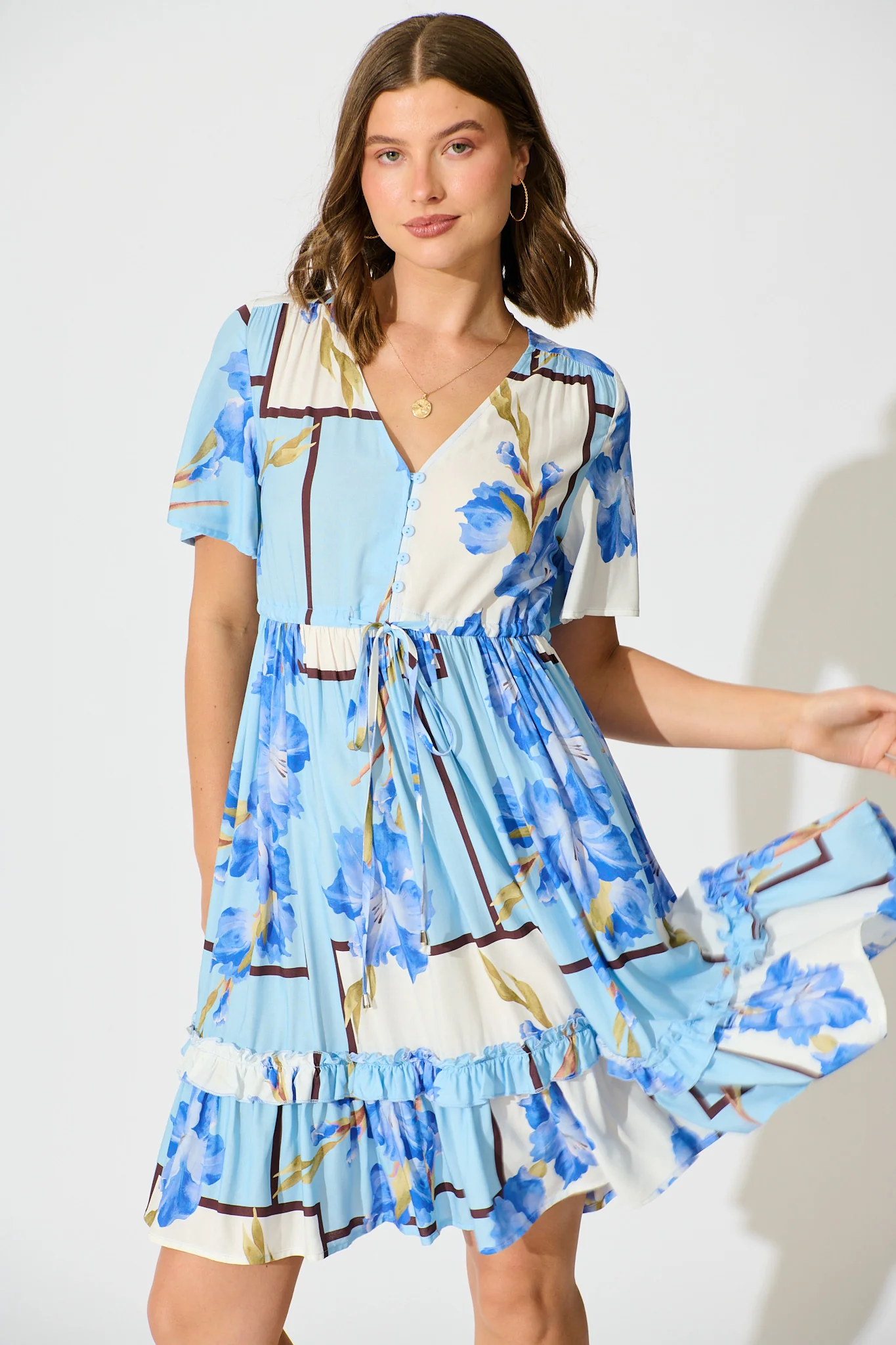 Tiley Dress in Blue Floral Print - Image 2