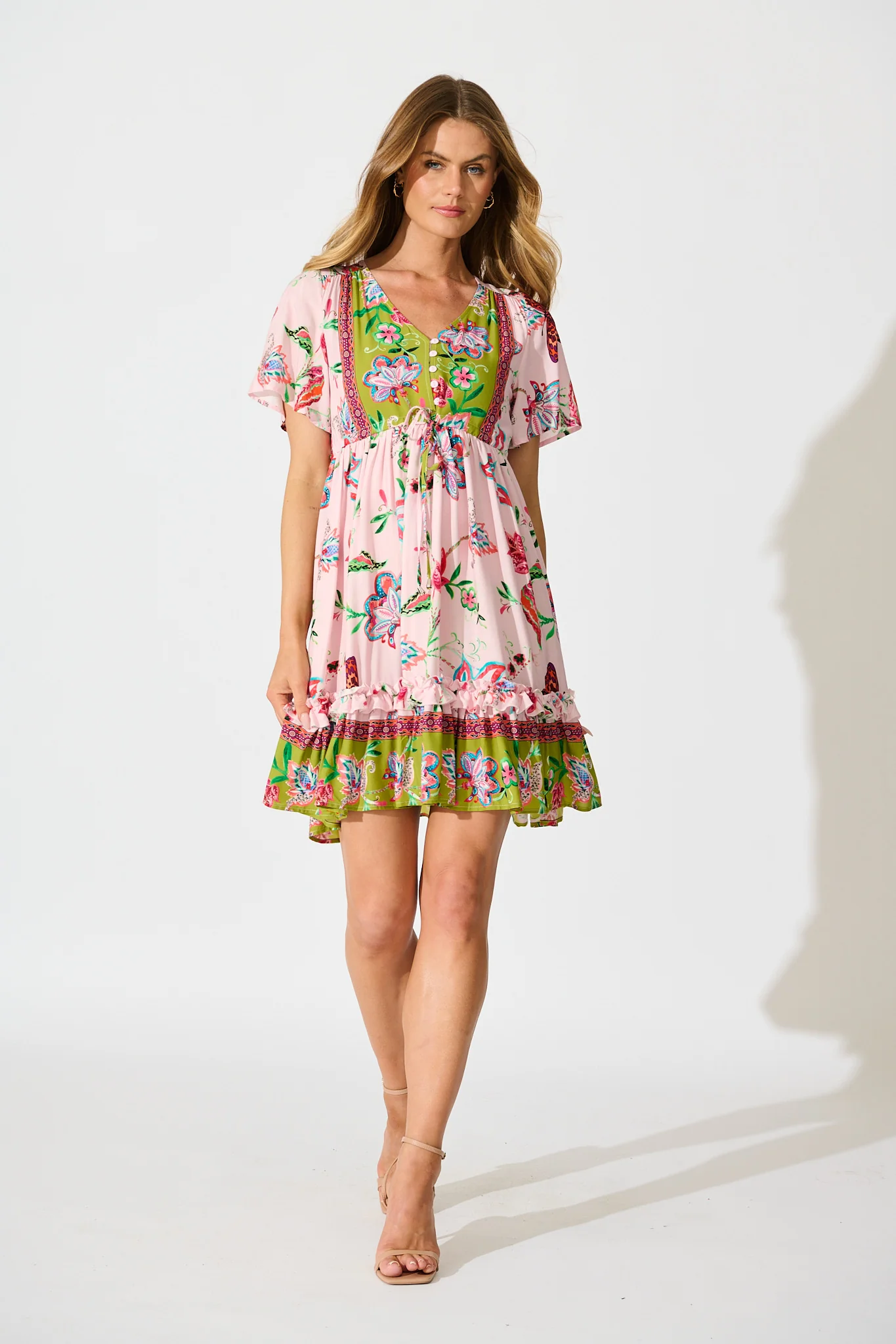 Tiley Dress in Pink Multi Boho Print