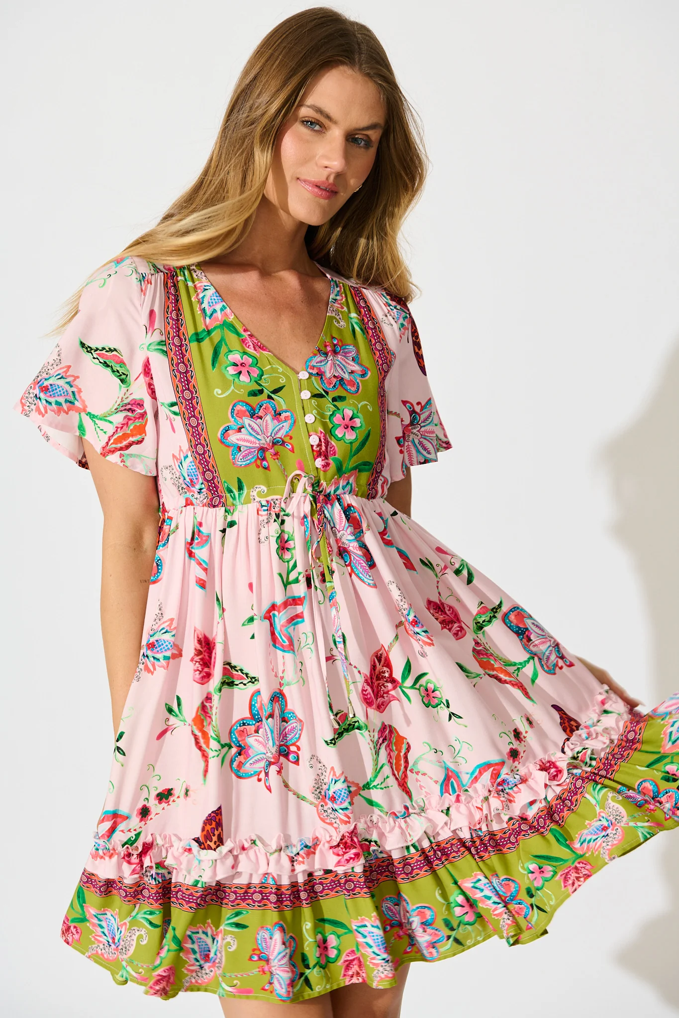 Tiley Dress in Pink Multi Boho Print - Image 2