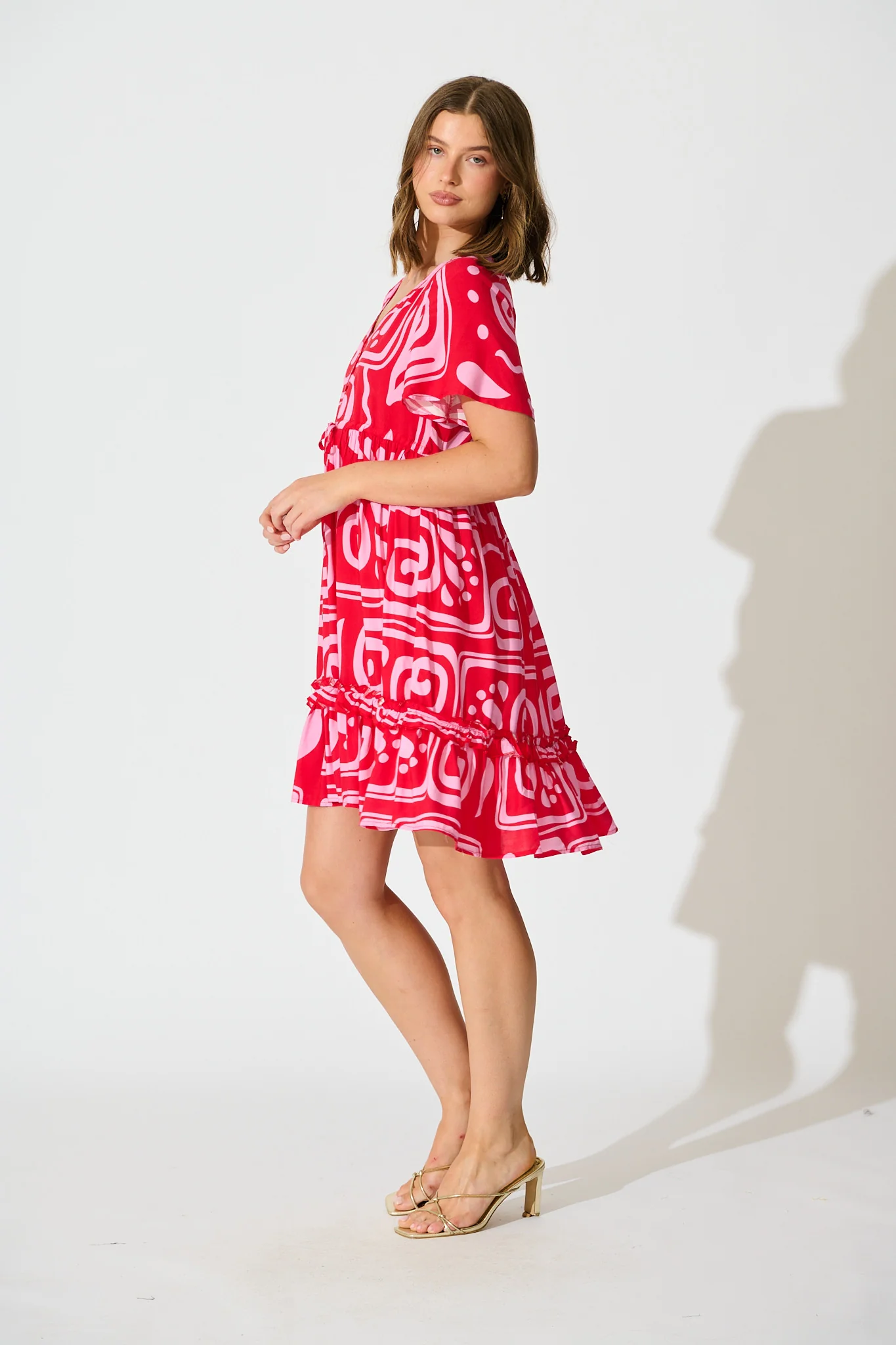 Tiley Dress in Red Geometric Print - Image 3