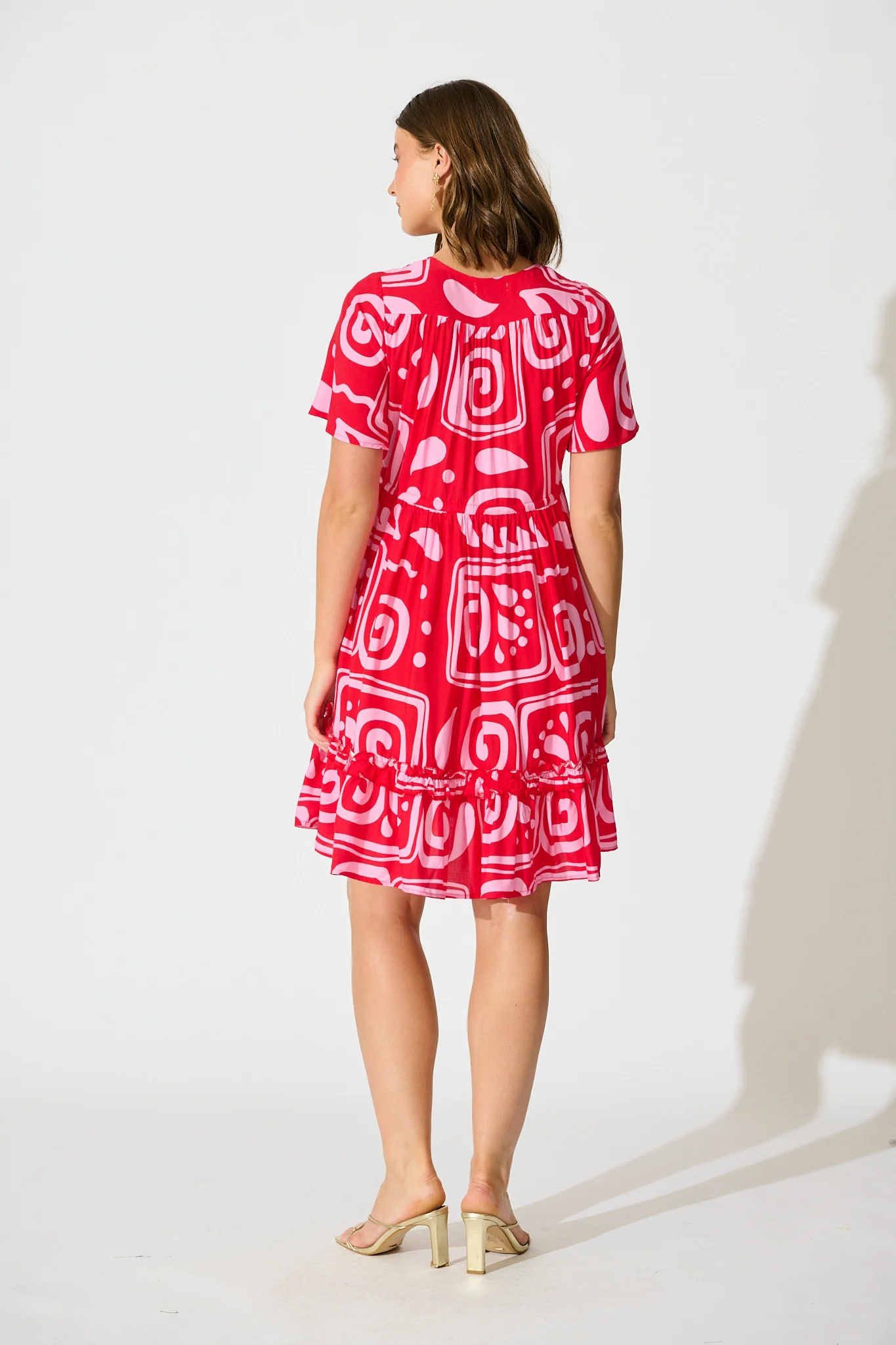 Tiley Dress in Red Geometric Print - Image 4