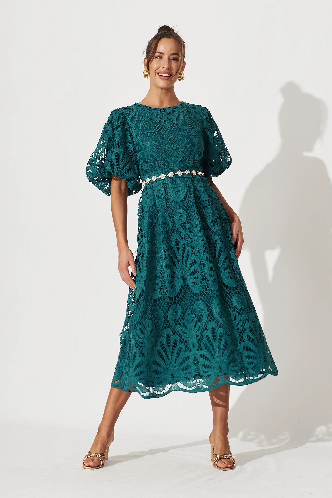 Tillie Lace Maxi Dress In Emerald - Image 3