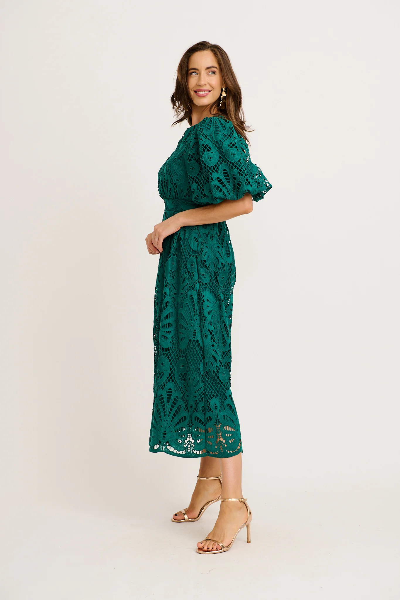 Tillie Lace Maxi Dress In Emerald - Image 4