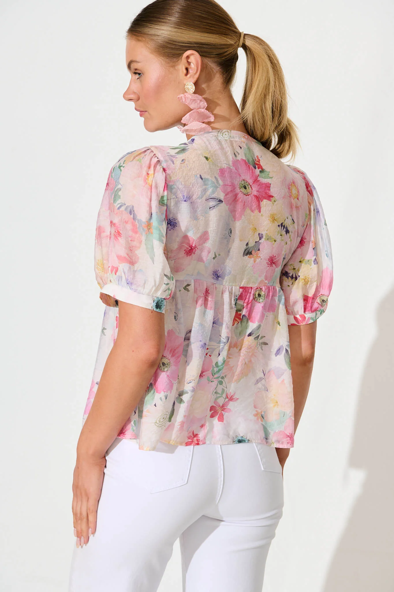 Toria Top in Pastel Watercolour Floral - Image 3