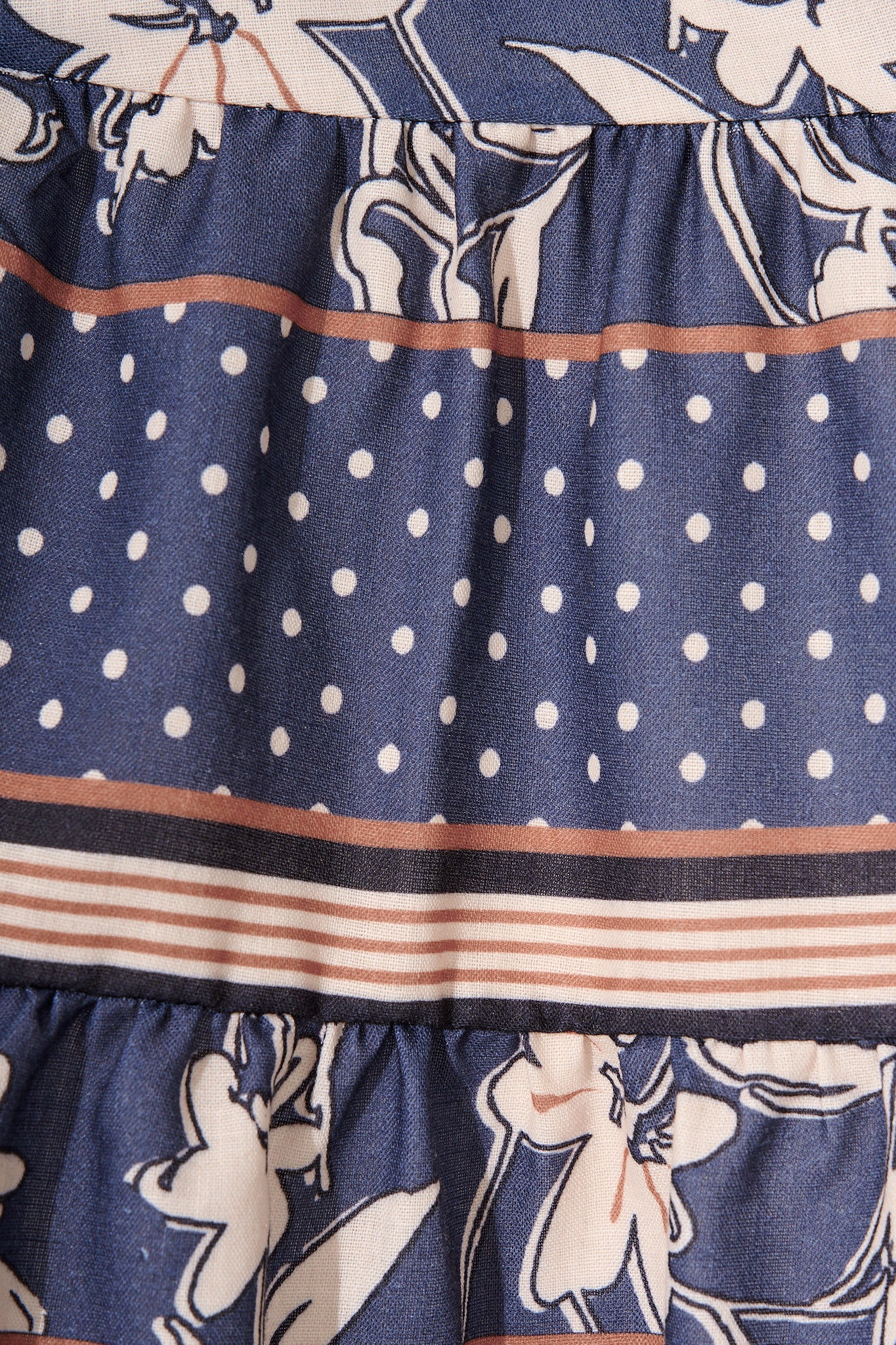 Torie Dress in Navy with Cream Floral Linen Blend - Image 6