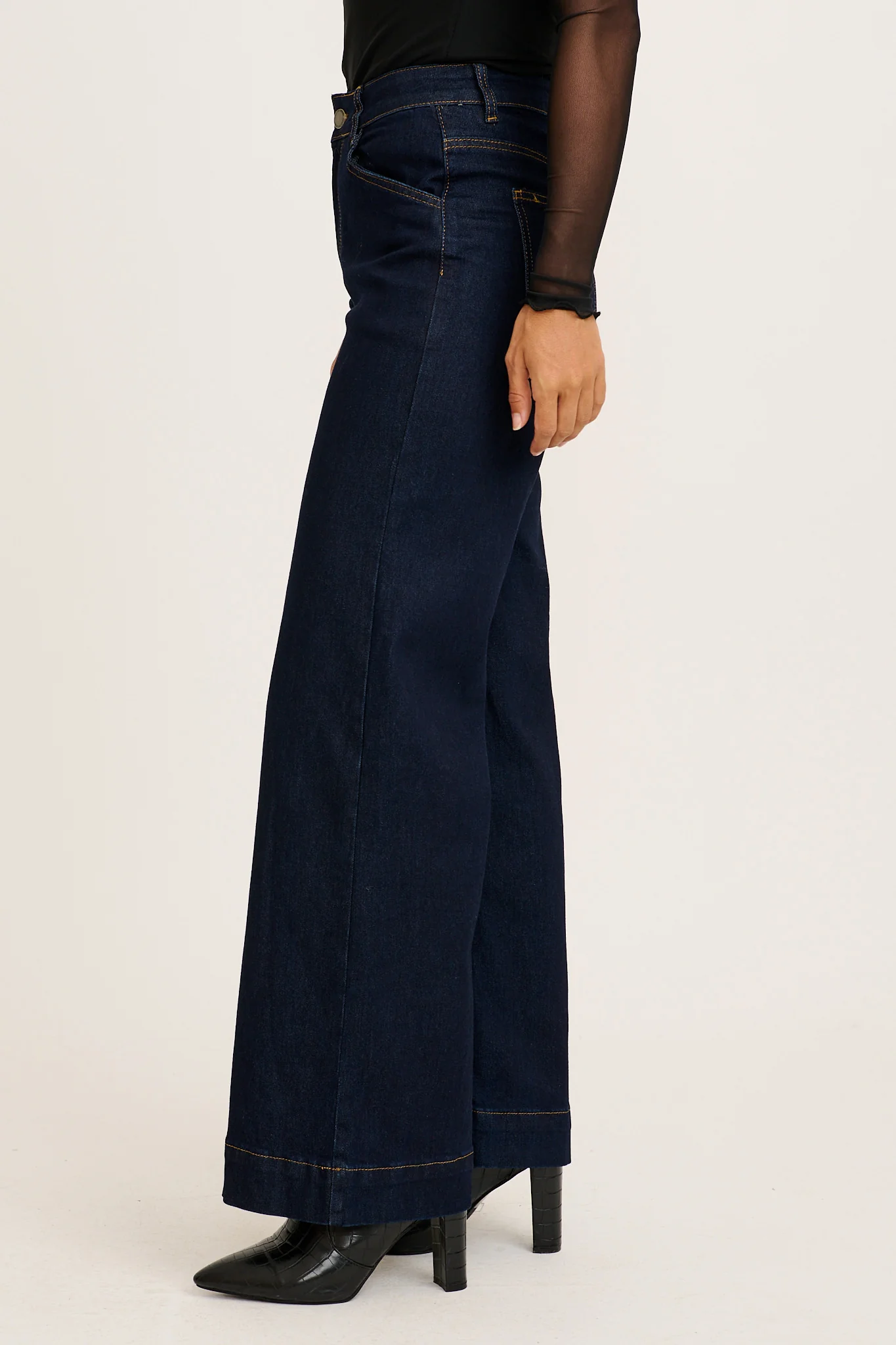 Torin High Rise Wide Leg Jean in Dark Blue Denim - Image 6