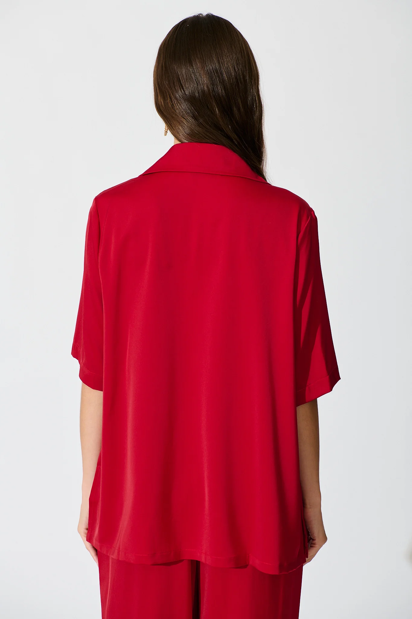 Trena Shirt in Red Satin - Image 3