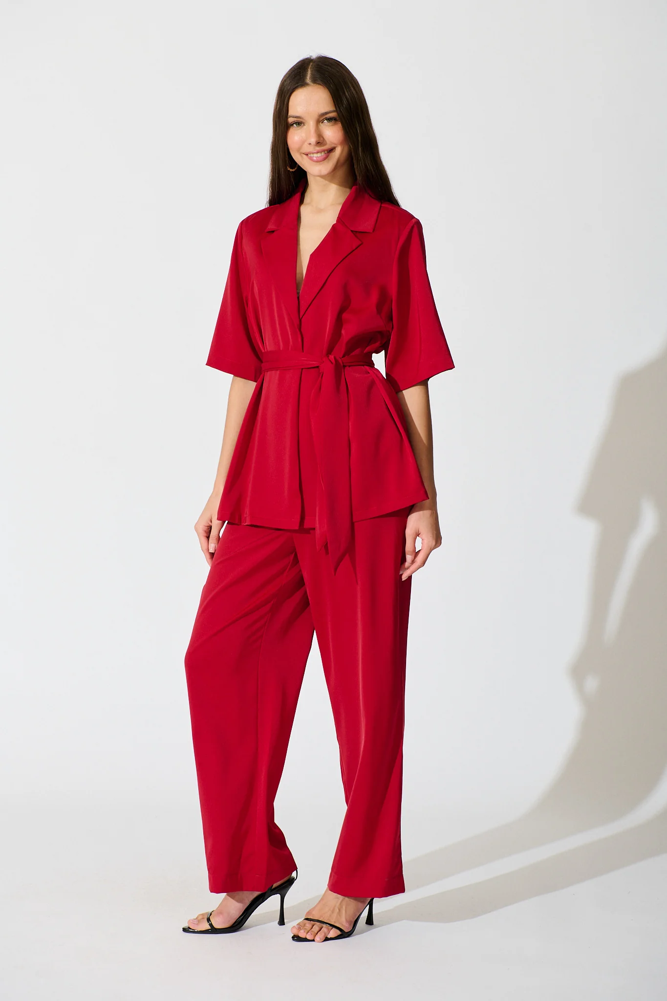 Trena Shirt in Red Satin - Image 4