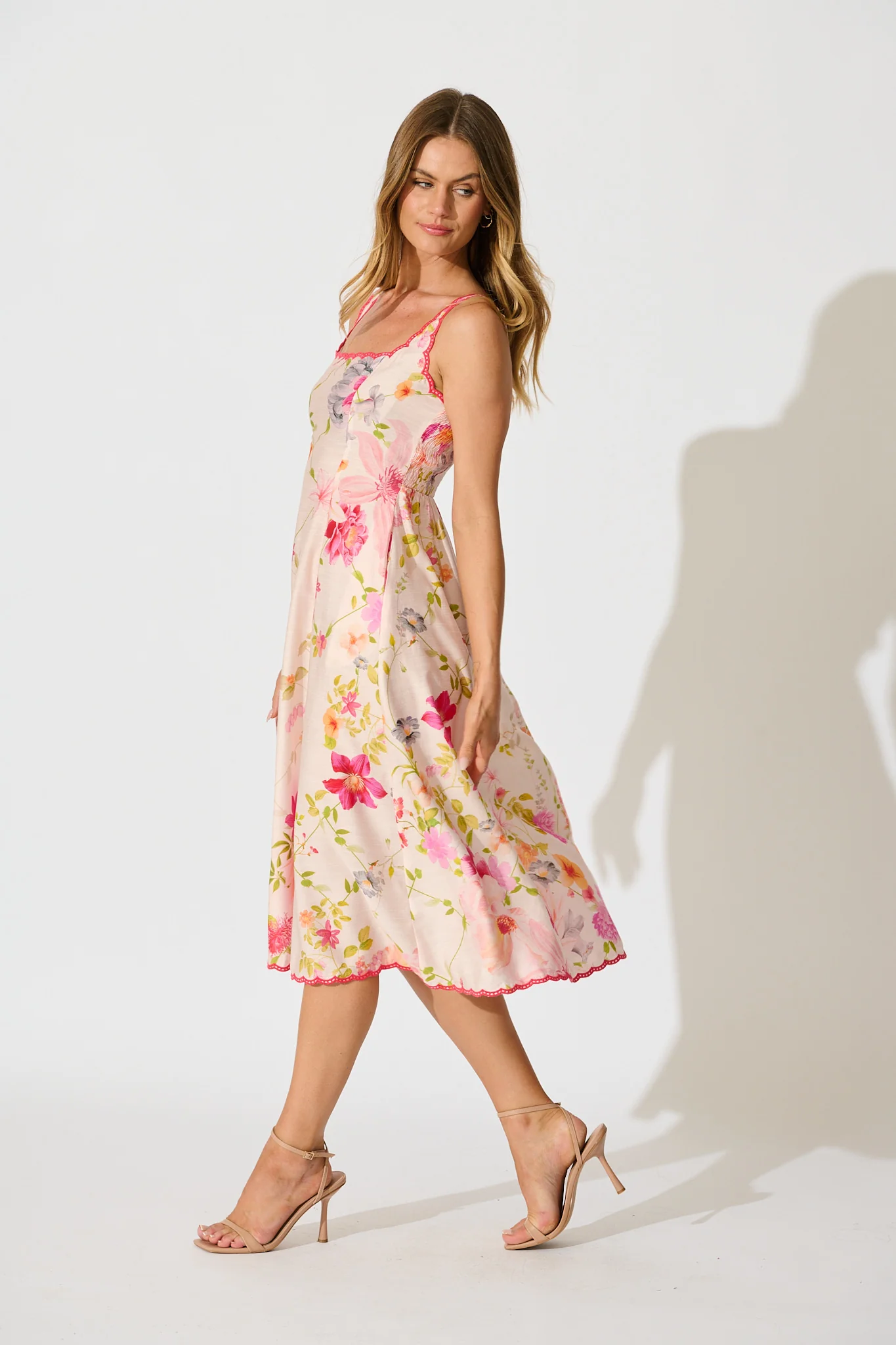 Tuscan Muse Midi Sundress in Light Blush Floral - Image 4