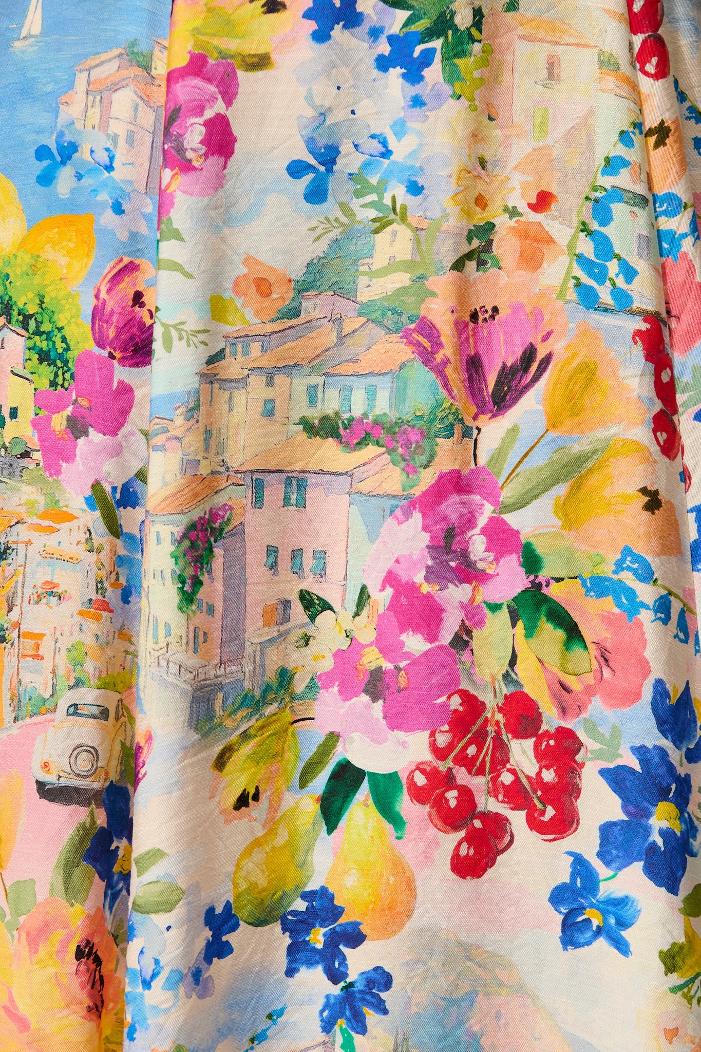 Tuscan Muse Midi Sundress in Multi Floral with Navy Trim - Image 11