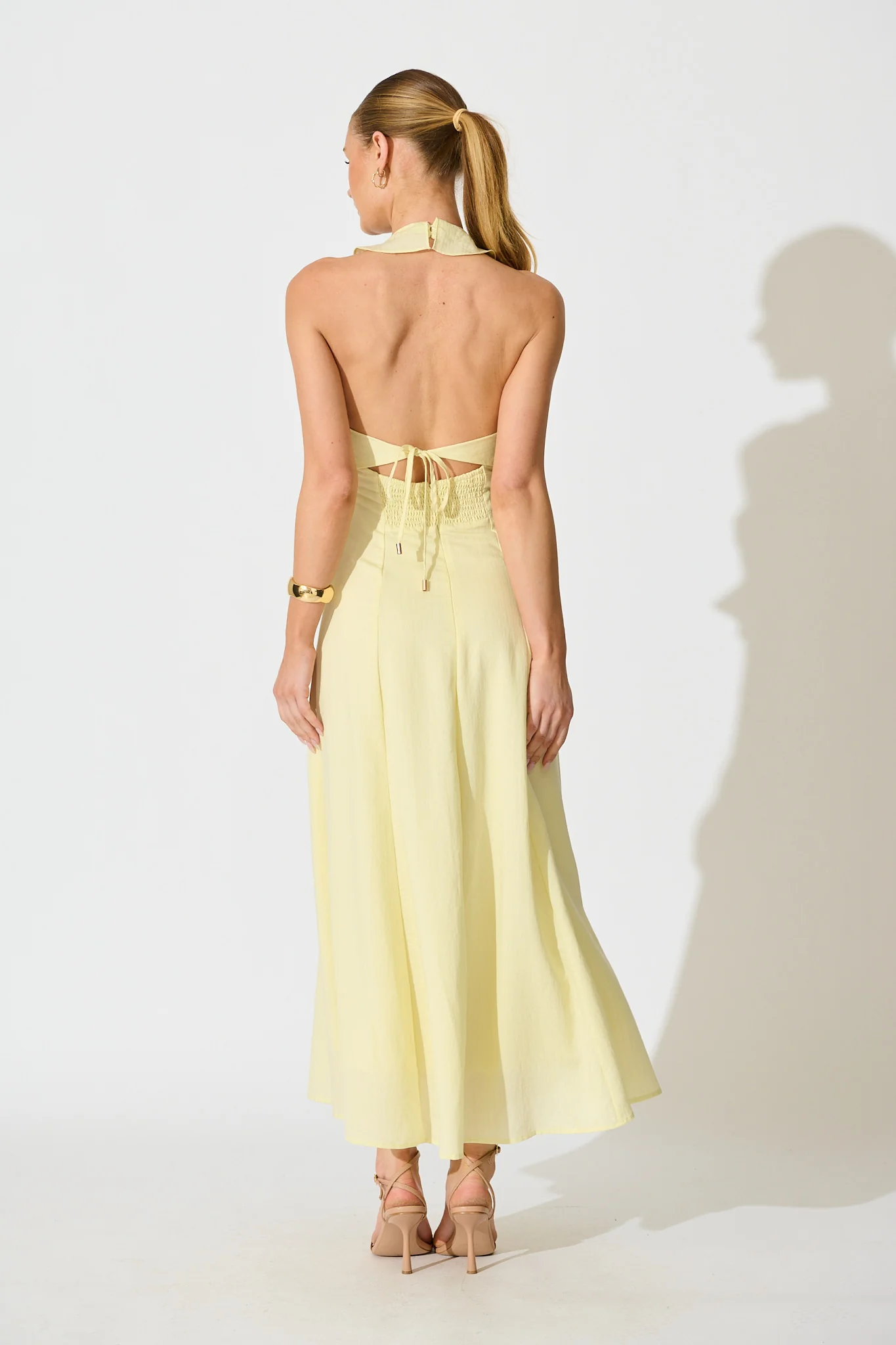 Twila Halter Neck Maxi Dress in Butter Yellow - Image 7