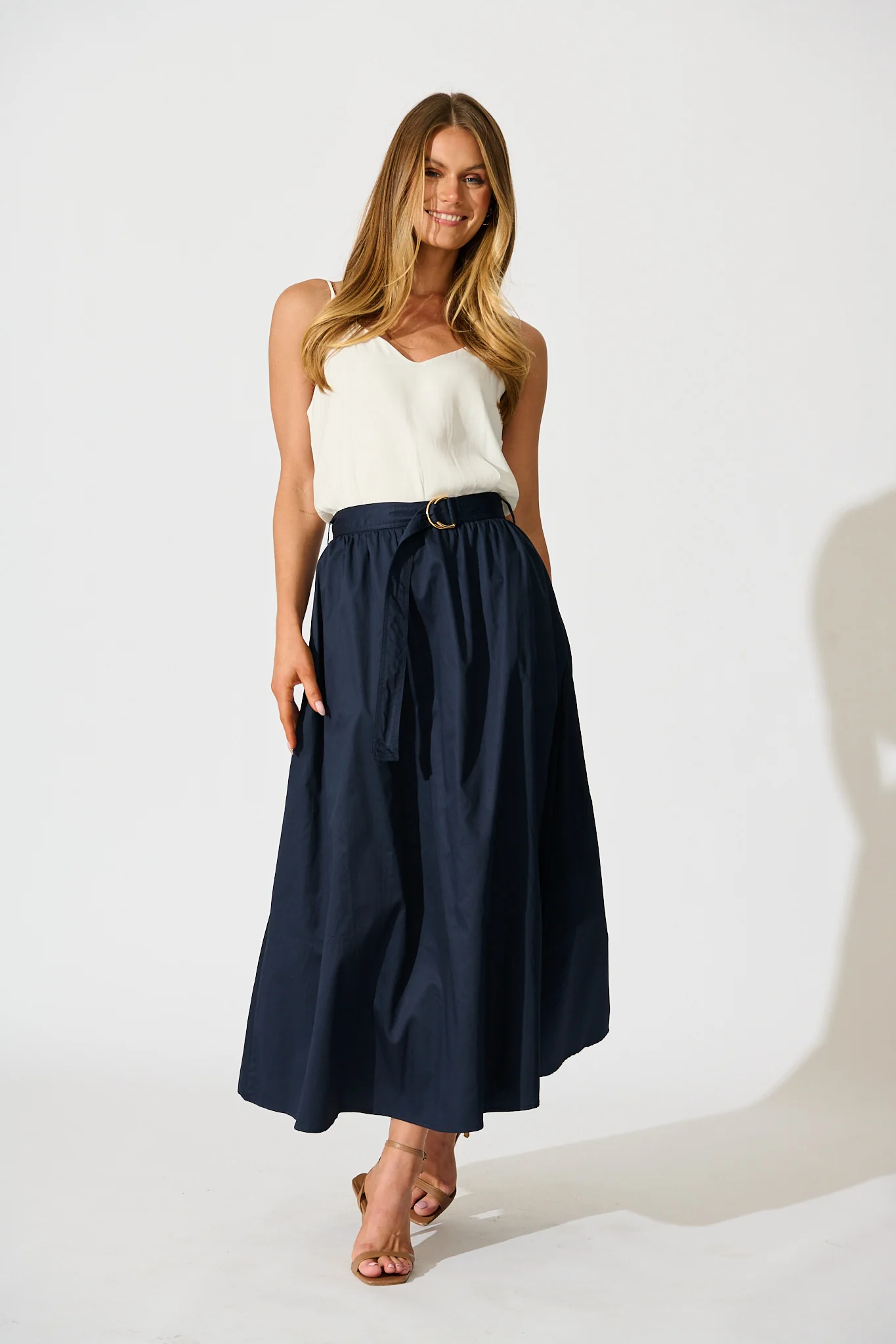 Tyra Maxi Skirt in Navy Cotton - Image 4