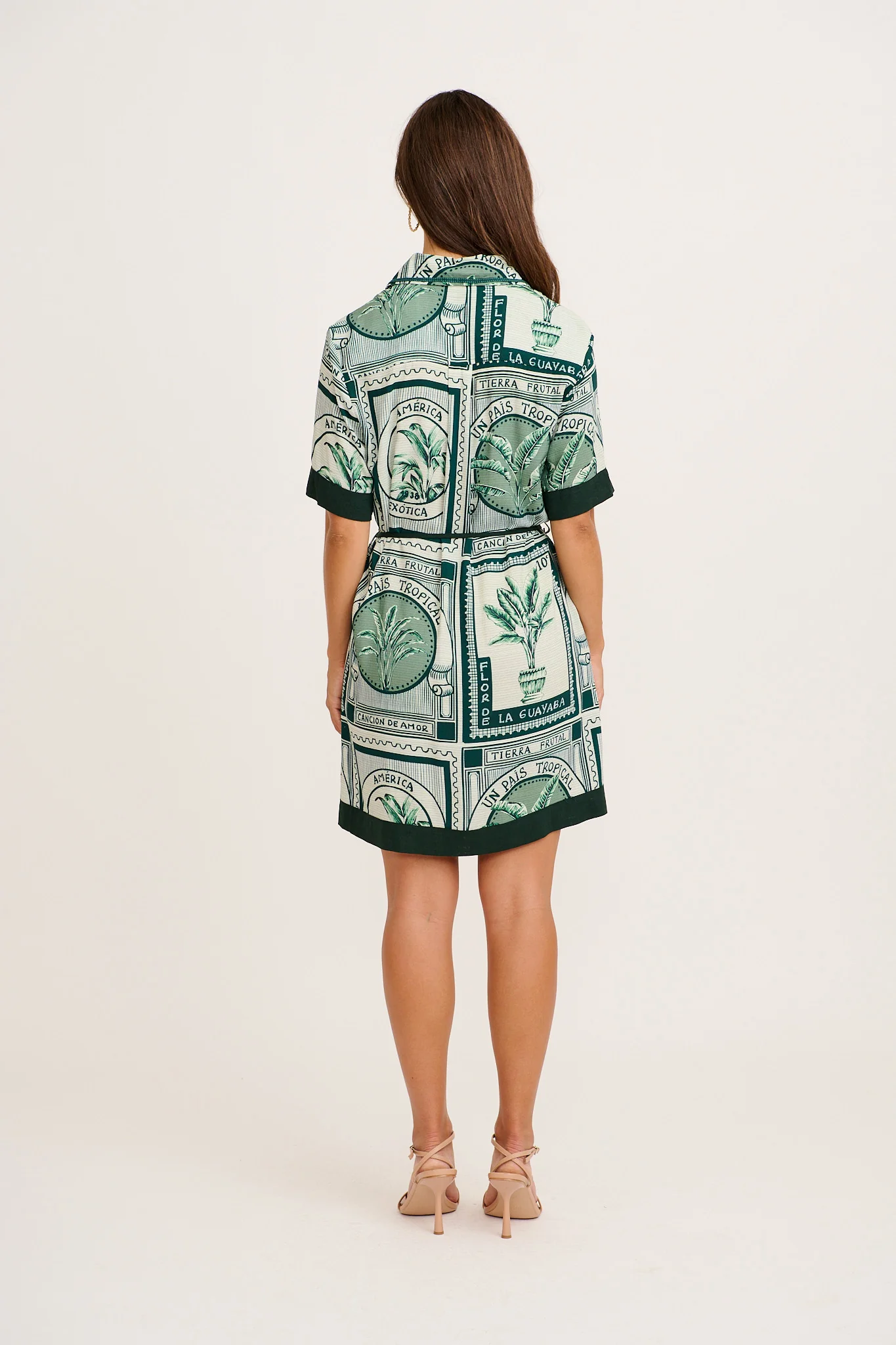 Underestimated Shirt Dress in Green Tiles Print - Image 4