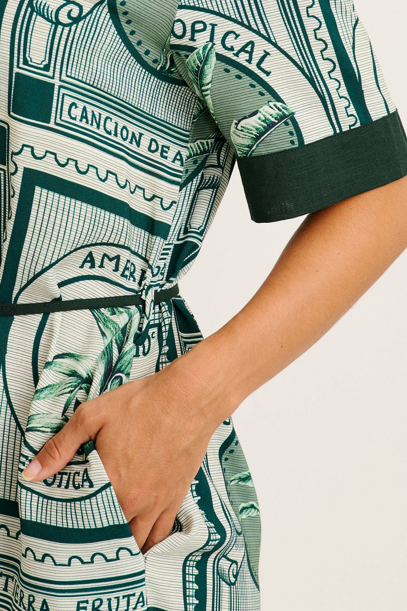 Underestimated Shirt Dress in Green Tiles Print - Image 5