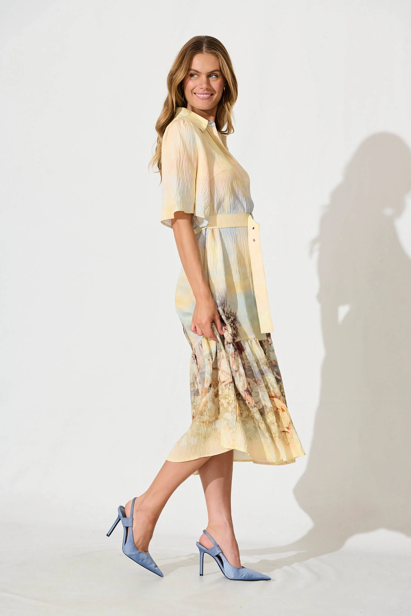 Vance Midi Shirt Dress In Pastel Multi Print - Image 7
