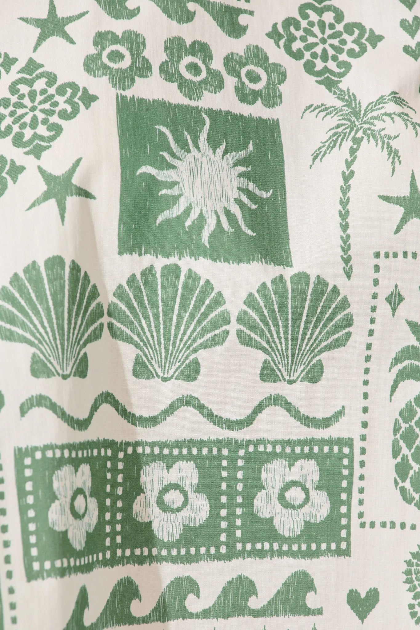 Vanya Top in Cream and Green Palm Print Cotton - Image 5