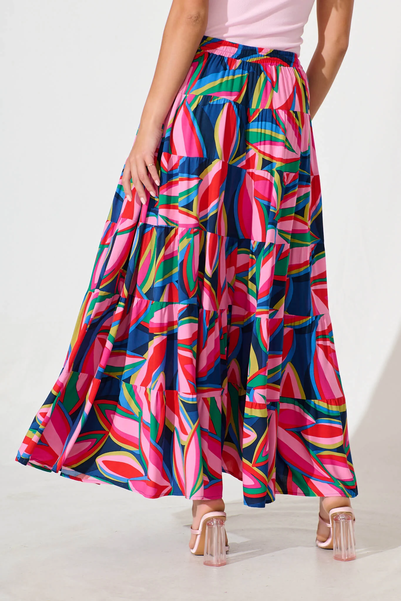 Venus Maxi Skirt In Navy With Multi Print - Image 3