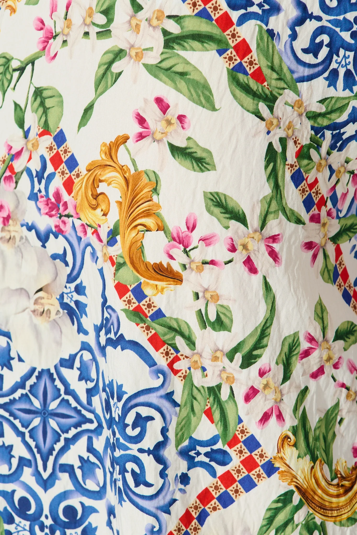 Villa Botanica Pant in White with Multi Print - Image 9
