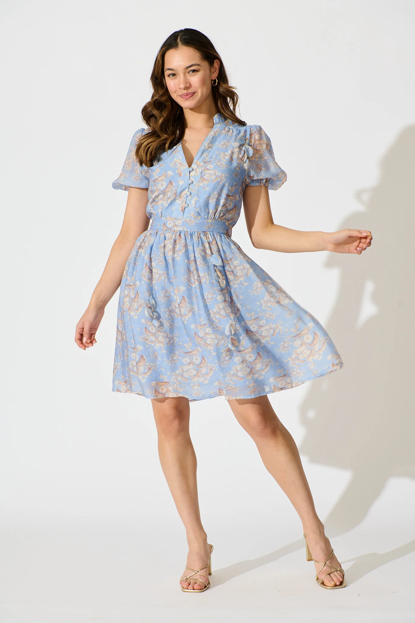 Vintage Bloom Dress in Blue Floral - Image 3