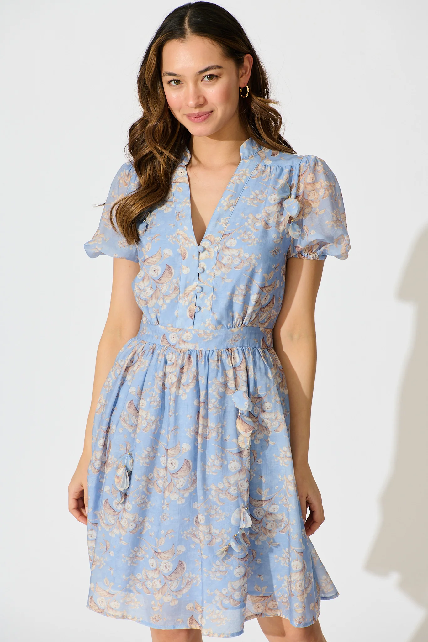 Vintage Bloom Dress in Blue Floral - Image 4