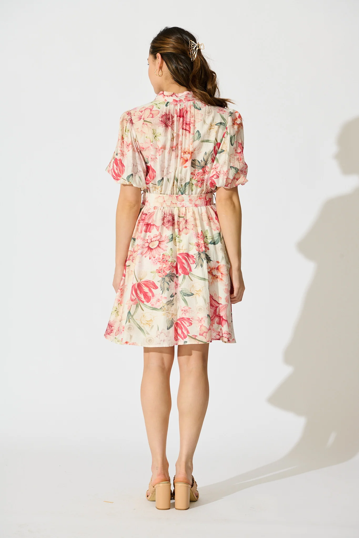 Vintage Blossom Dress in Cream with Multi Floral - Image 4