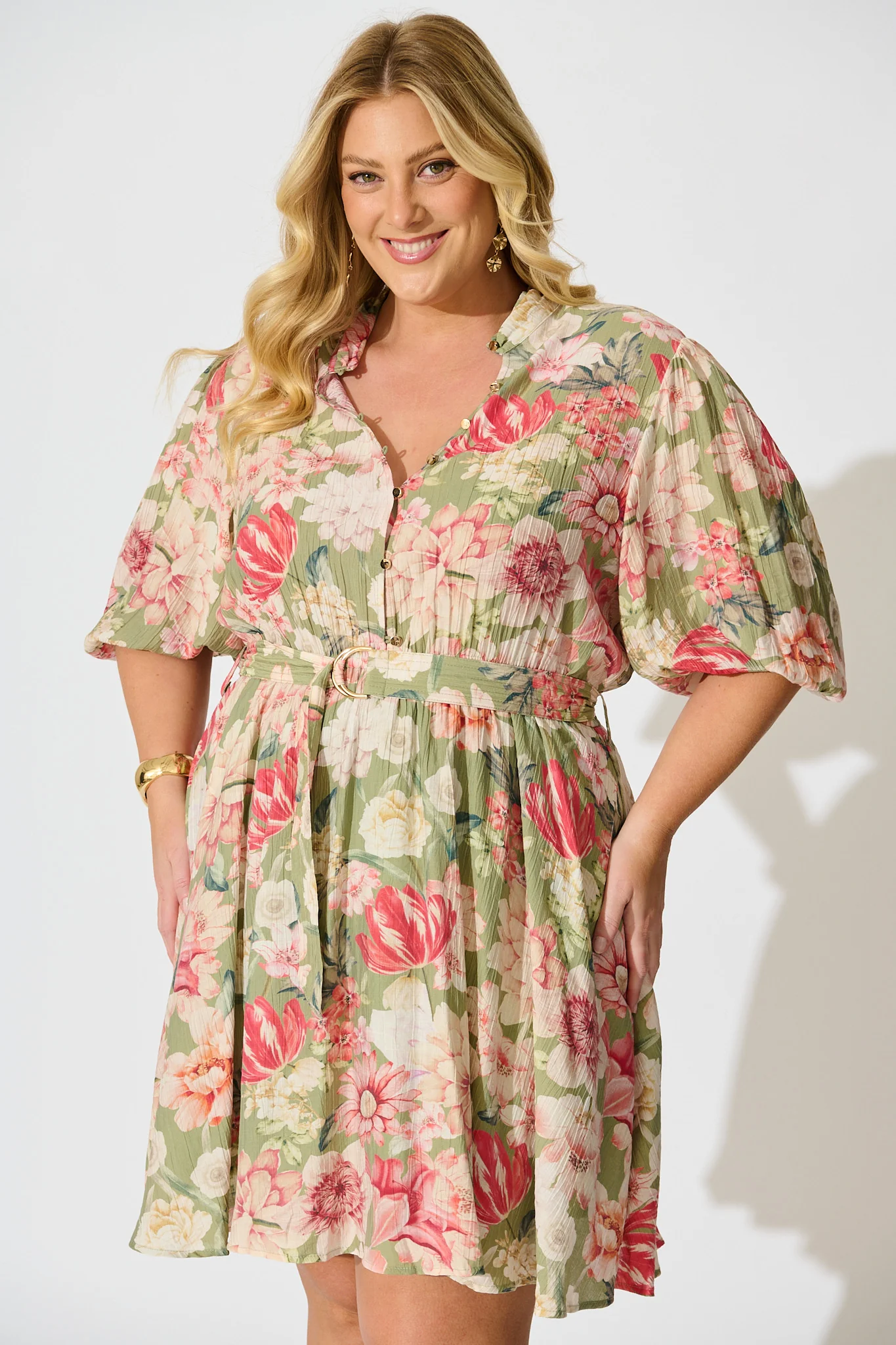 Vintage Blossom Dress in Sage with Blush Floral - Image 6