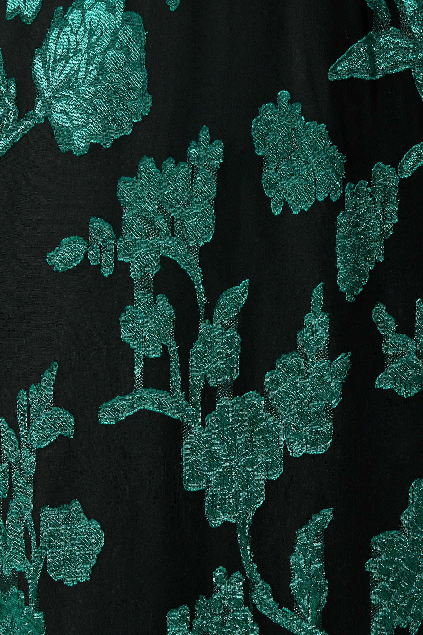Viola Midi Dress in Black with Emerald Floral Burnout Chiffon - Image 6