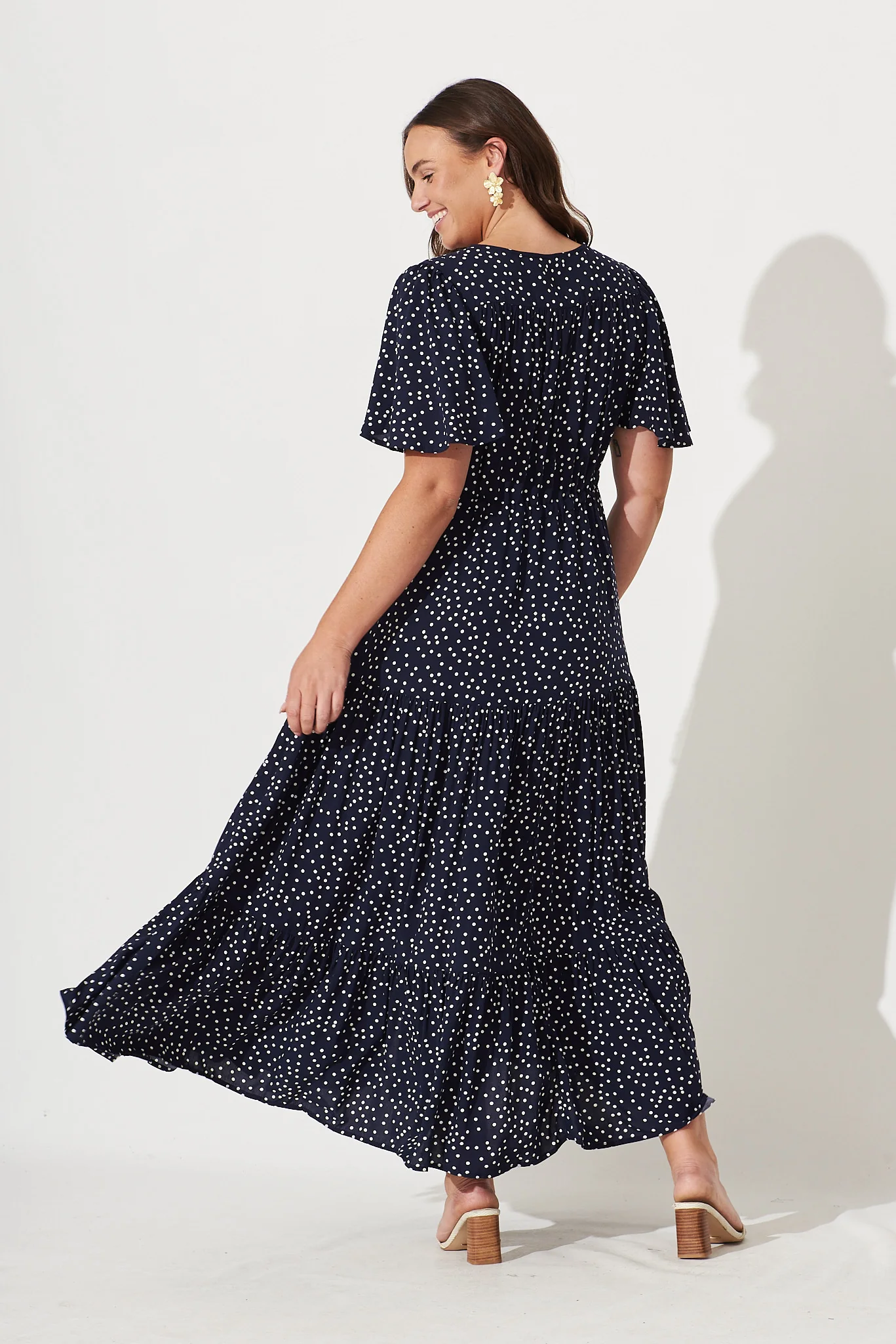Violet Maxi Dress In Navy Spot - Image 9