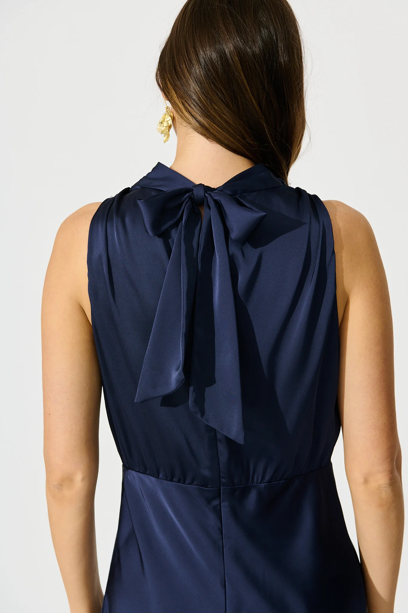Vision of Love Midi Dress in Navy Satin - Image 10