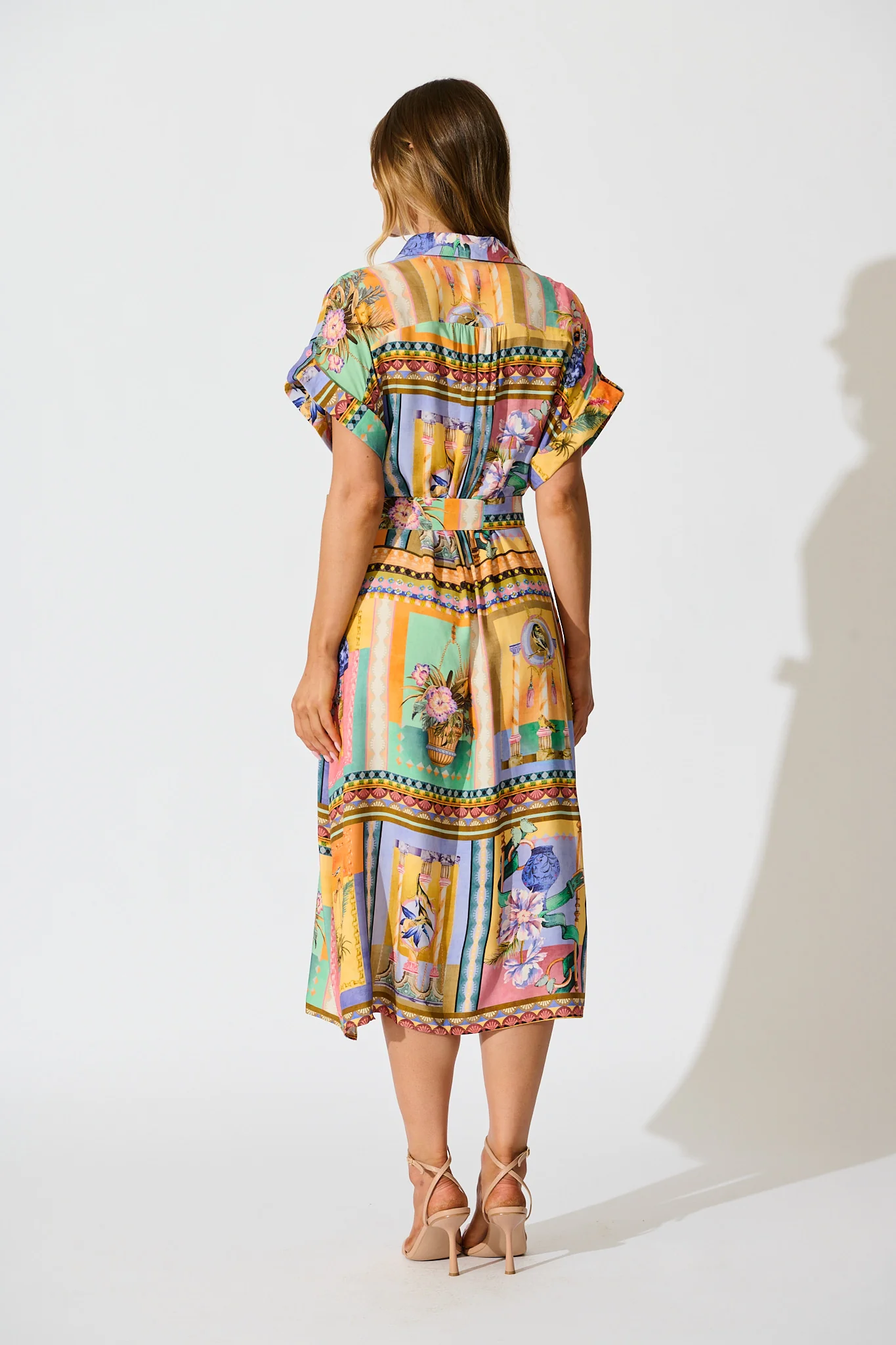 Vita Mia Midi Shirt Dress in Multi Conversational Print - Image 4