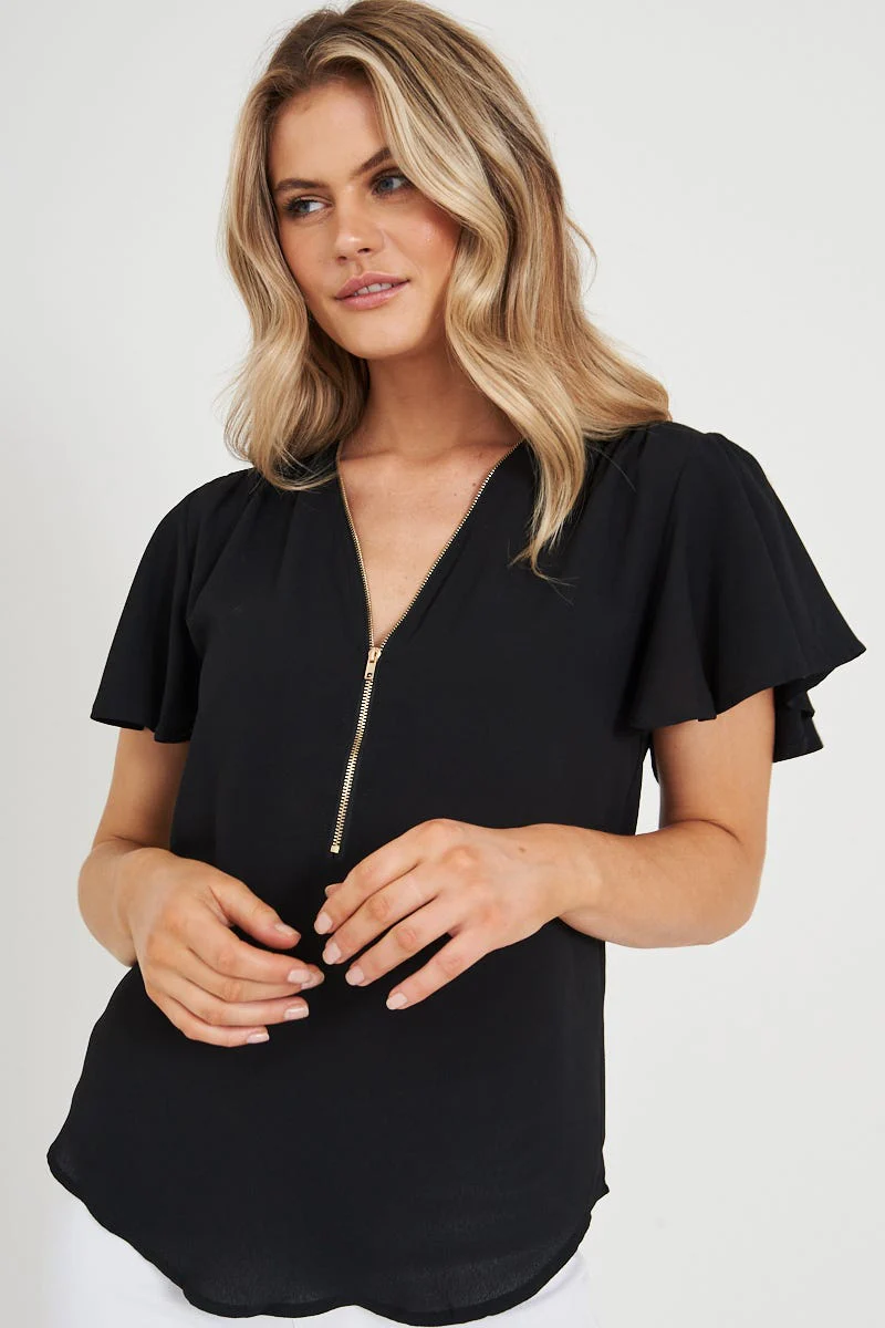 Viviana Zip Top In Black - Image 2
