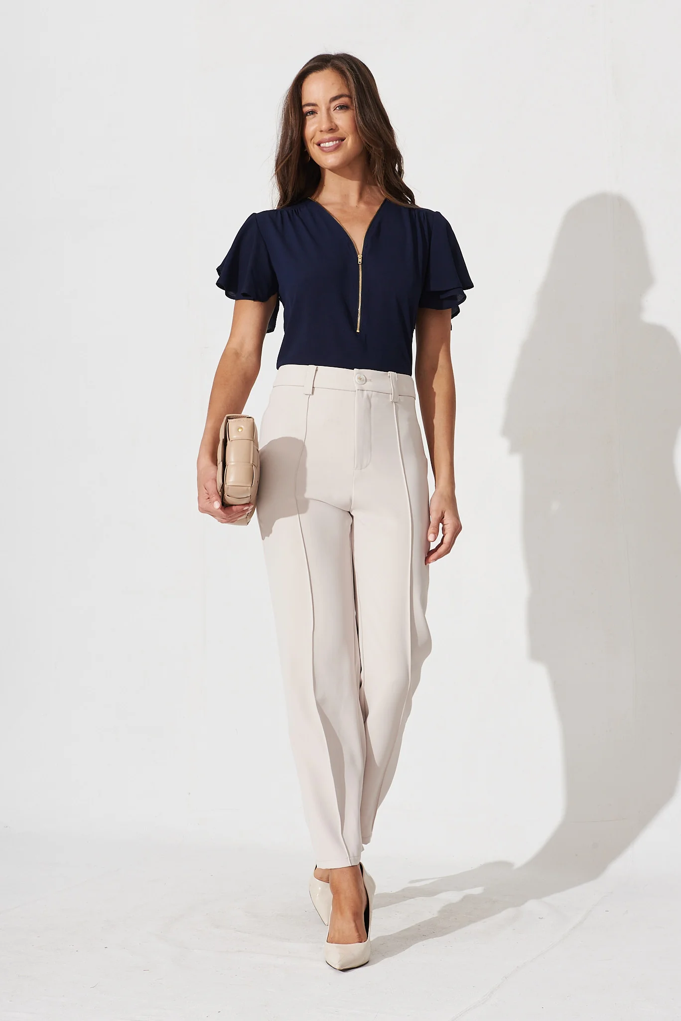 Viviana Zip Top In Navy - Image 2