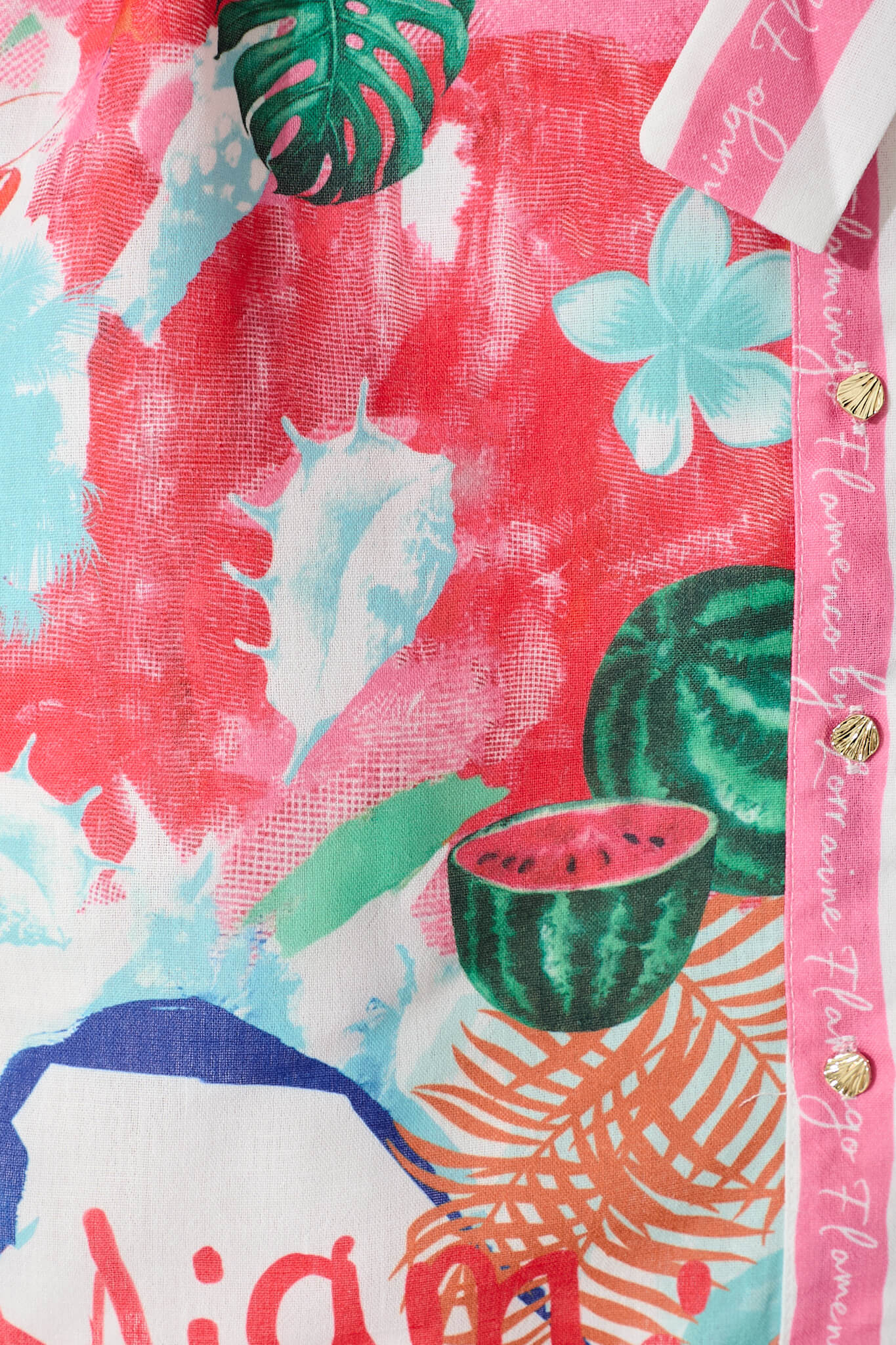 Vivienne Shirt Dress In Pink Multi Tropical Linen Blend - Image 6