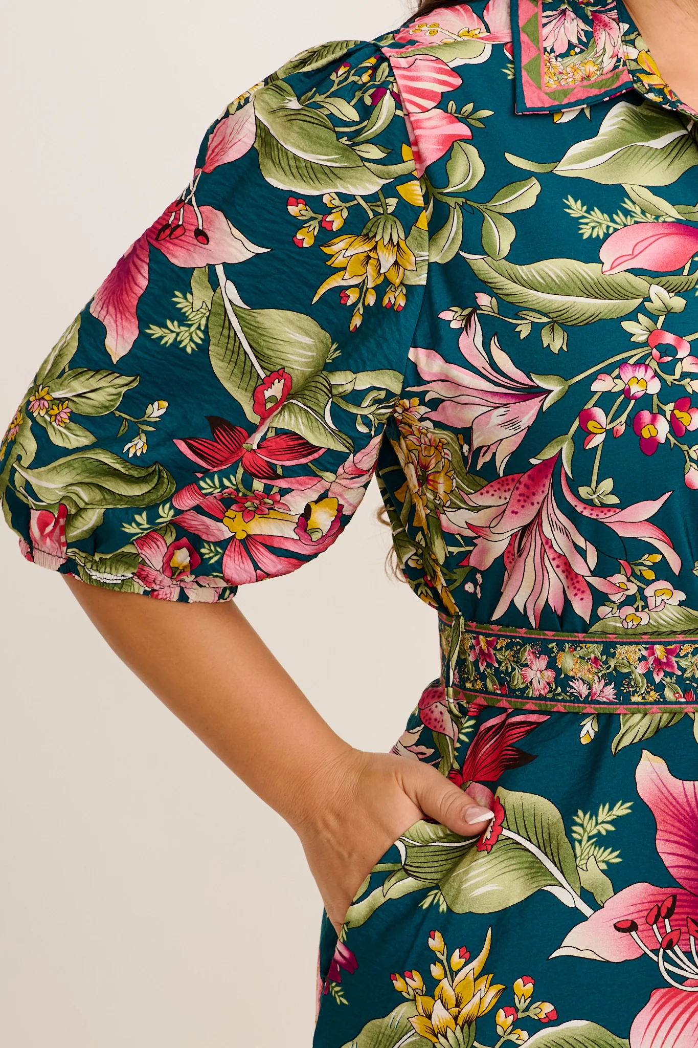 Wandering Wildflower Maxi Dress in Green with Multi Floral - Image 10