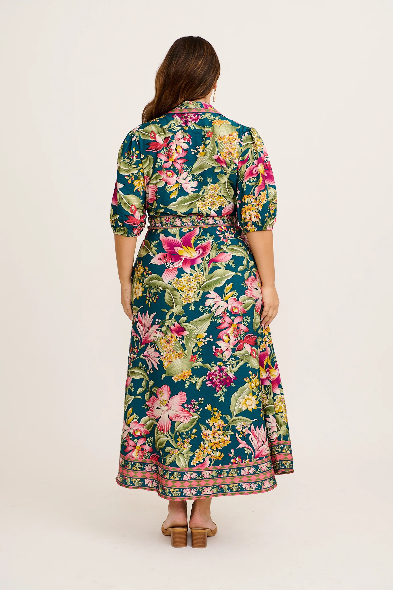 Wandering Wildflower Maxi Dress in Green with Multi Floral - Image 9