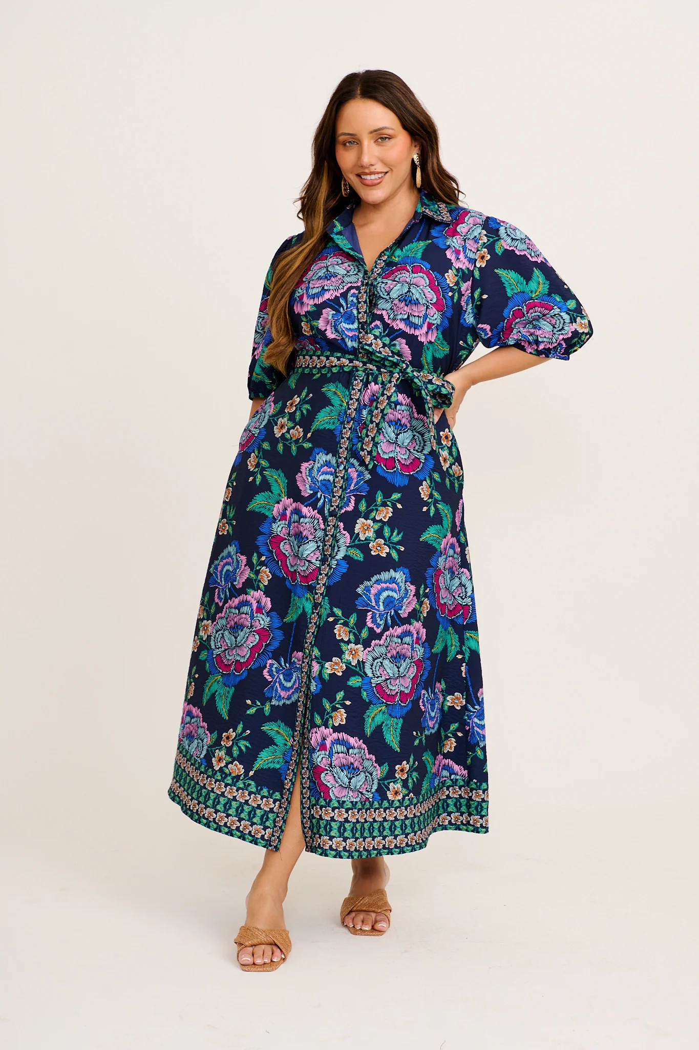 Wandering Wildflower Maxi Dress in Navy with Multi Floral