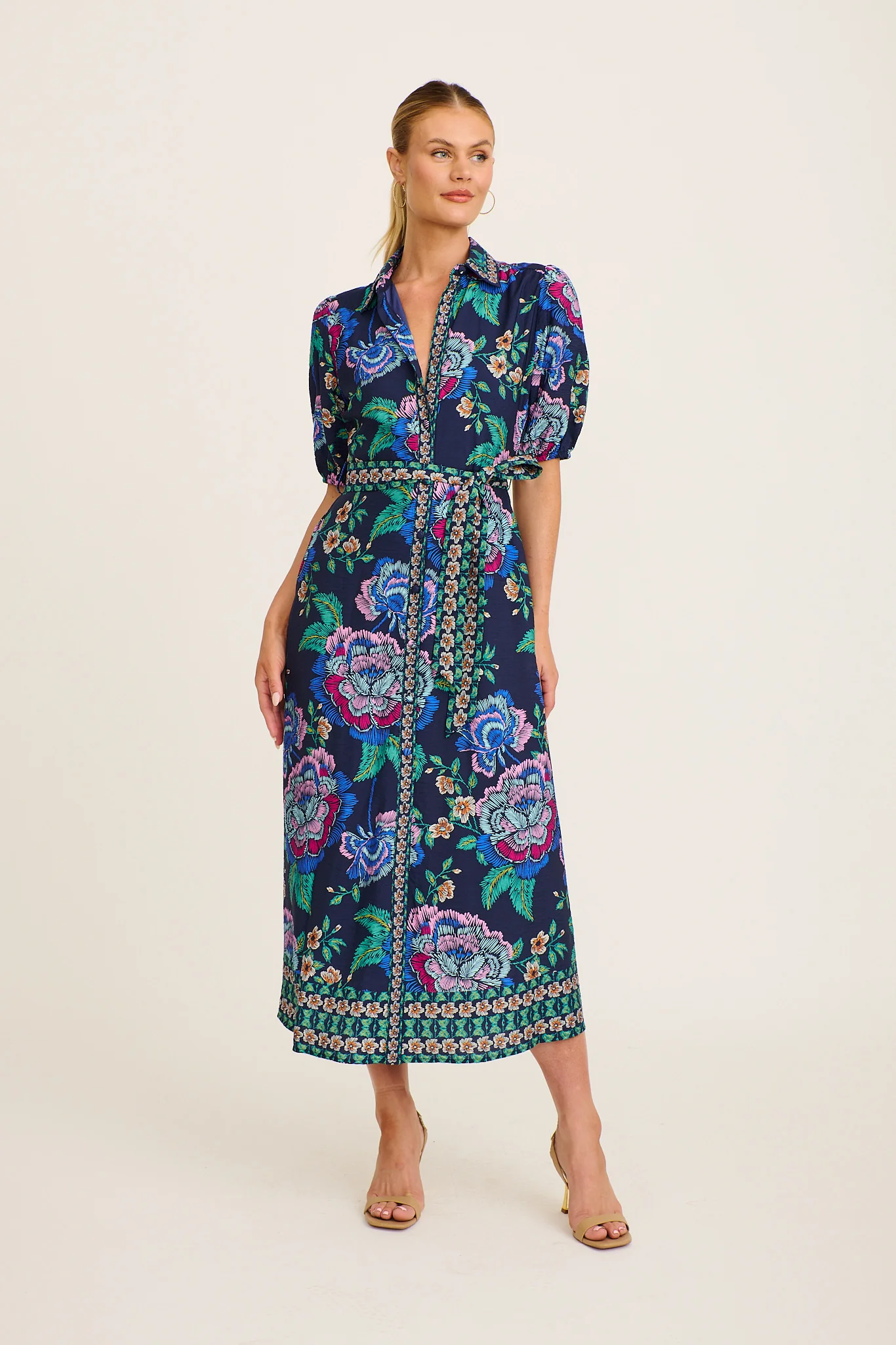 Wandering Wildflower Maxi Dress in Navy with Multi Floral - Image 2