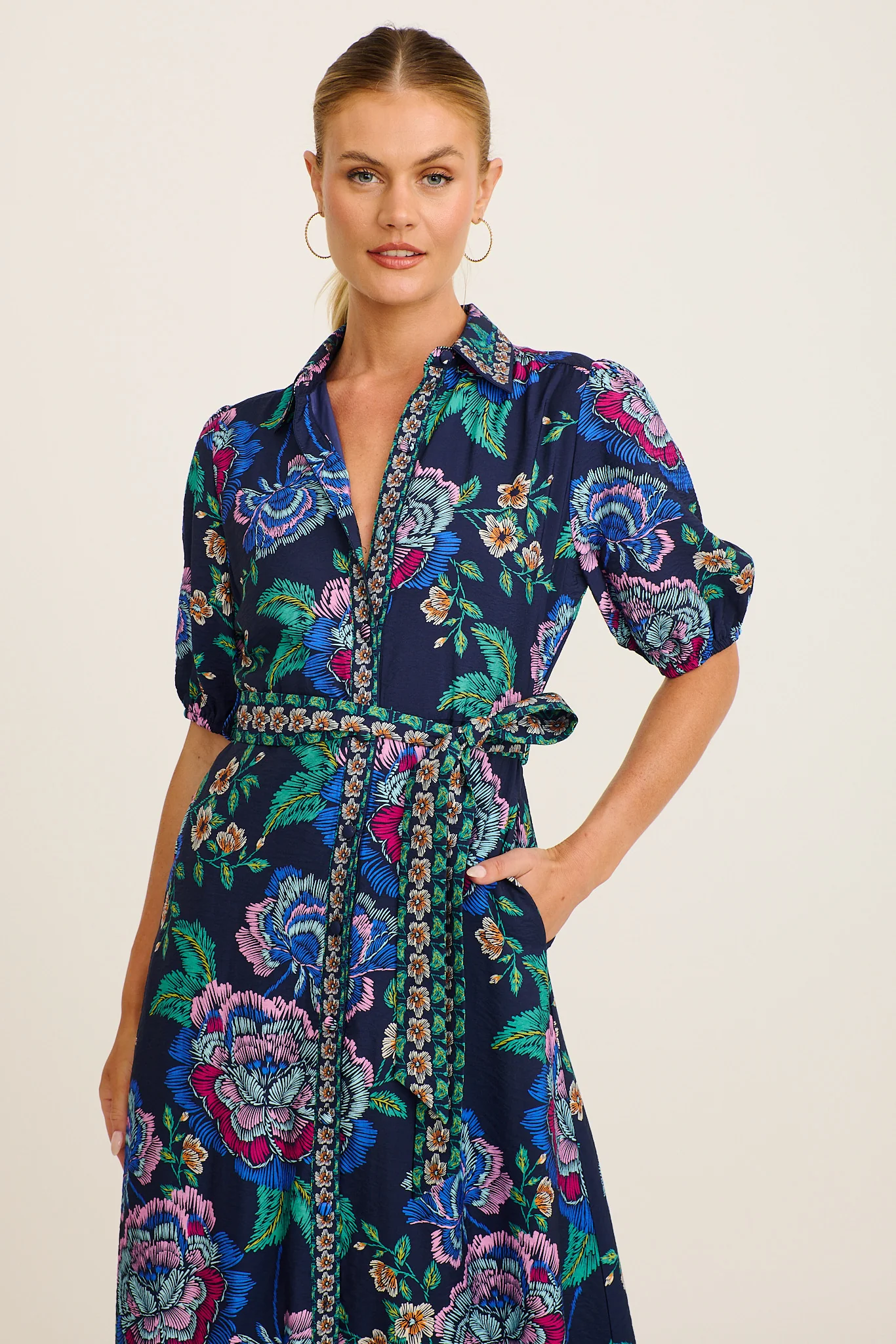 Wandering Wildflower Maxi Dress in Navy with Multi Floral - Image 4