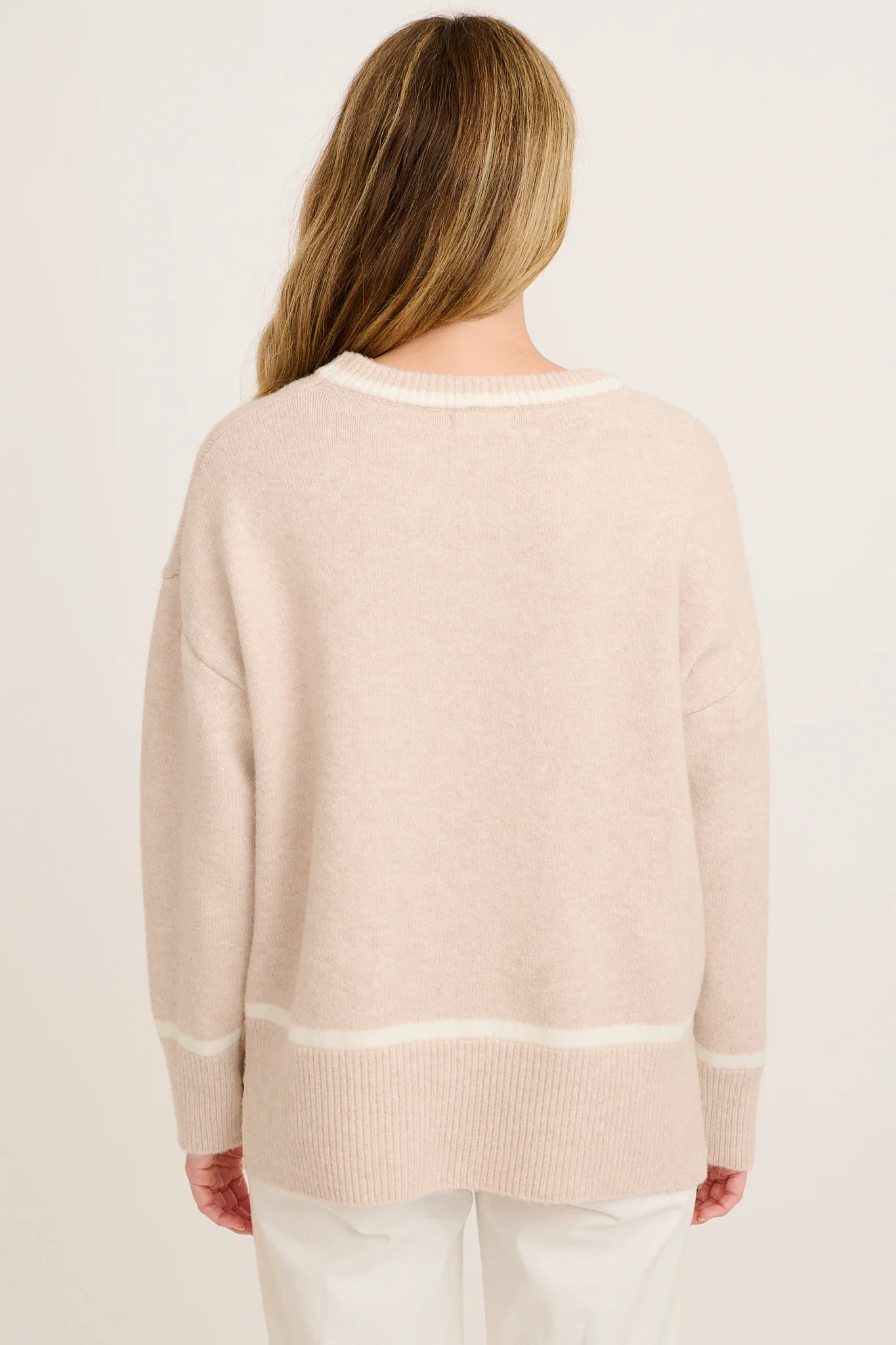 Warm Wishes Knit in Cream with White Trim Wool Blend - Image 3