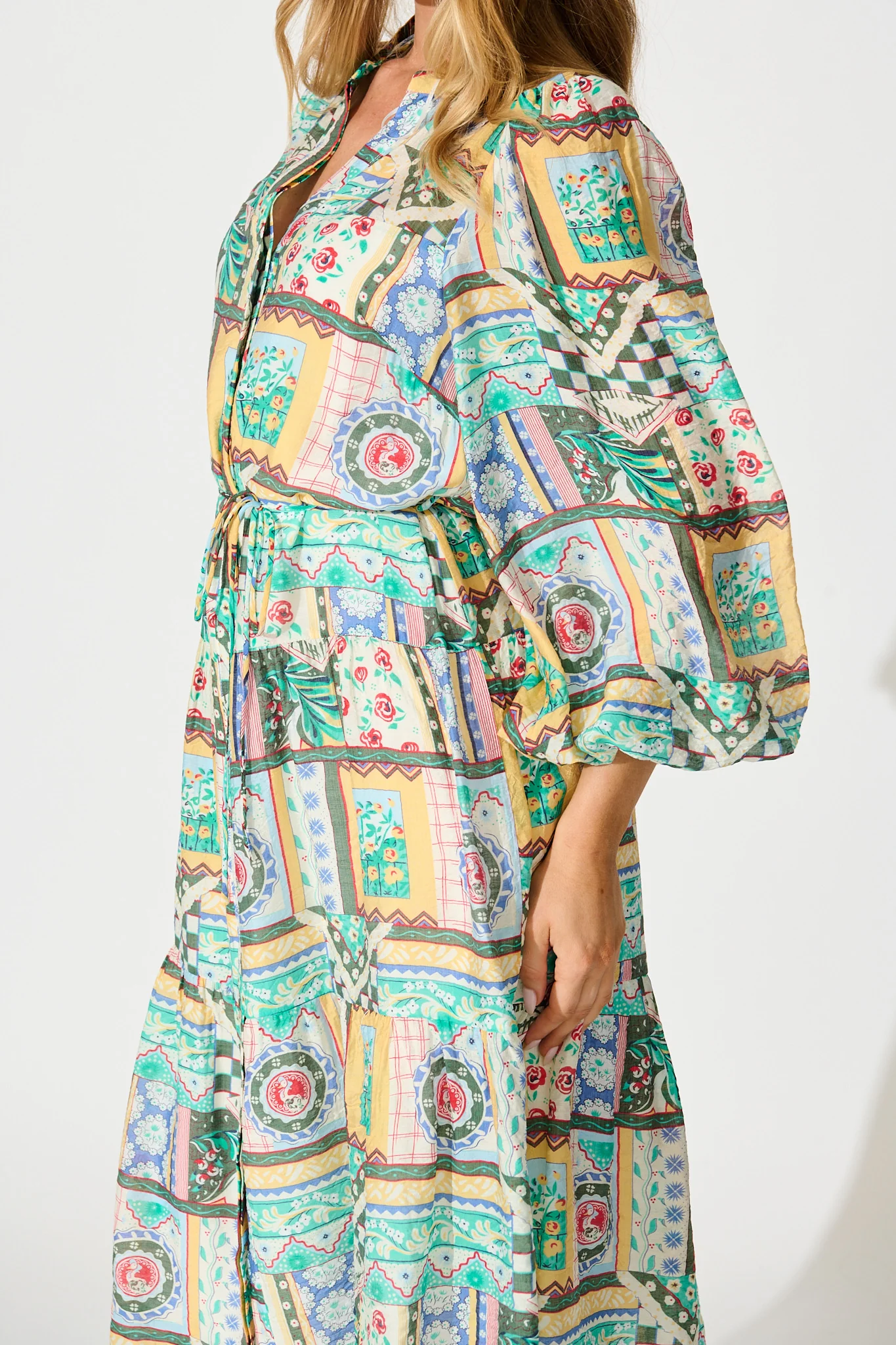 Westwood Midi Dress in Multi Patchwork Print - Image 5
