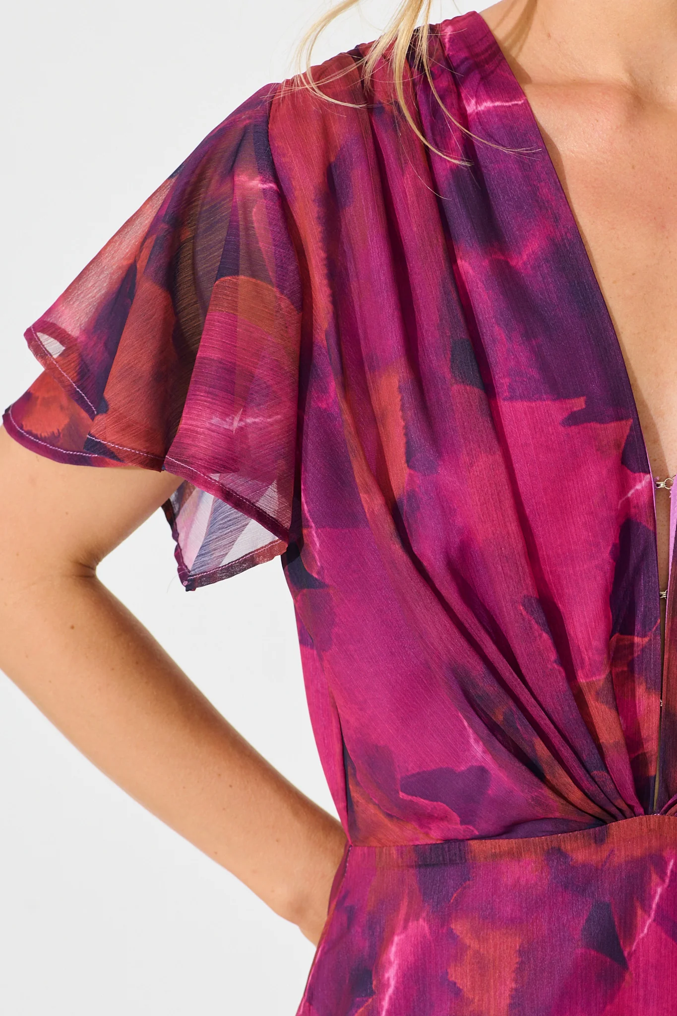 Whisper Lily Maxi Dress in Purple Watercolour Chiffon - Image 5