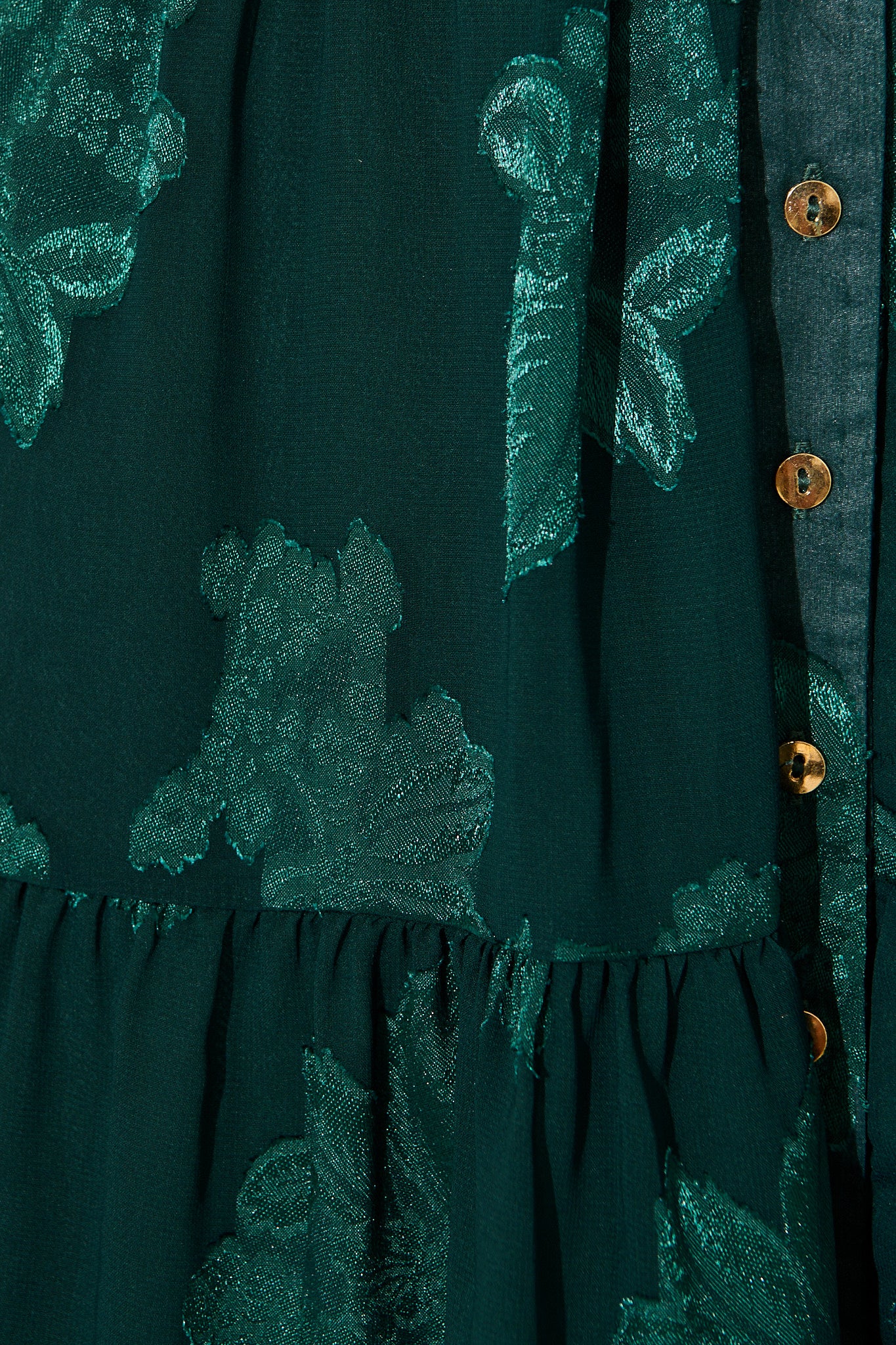 Whispered Grace Shirt Dress in Emerald Burnout Chiffon - Image 6